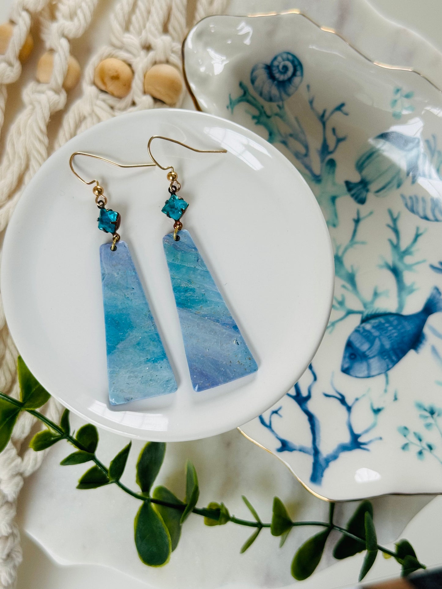 Water Agate - Periwinkle Swirl "Peyton" Earring