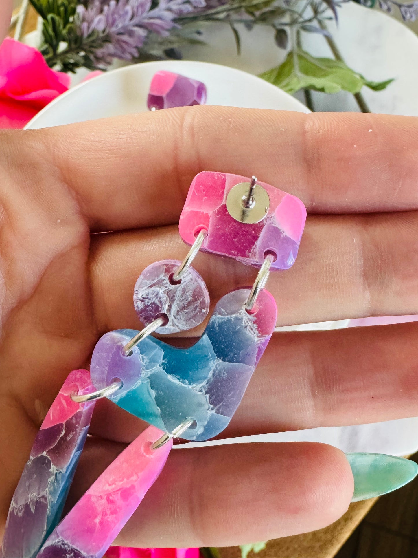 "Mermaid" Stained Glass - "Zia" Earring