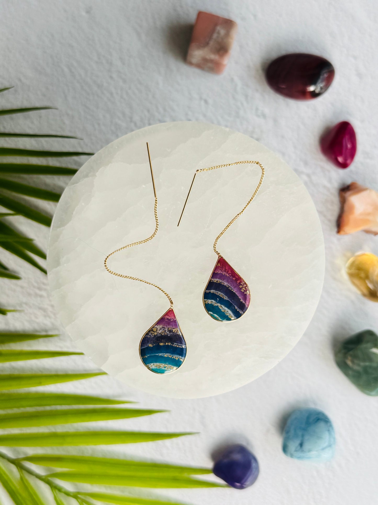 Rainbow Agate -Teardrop Threaders!