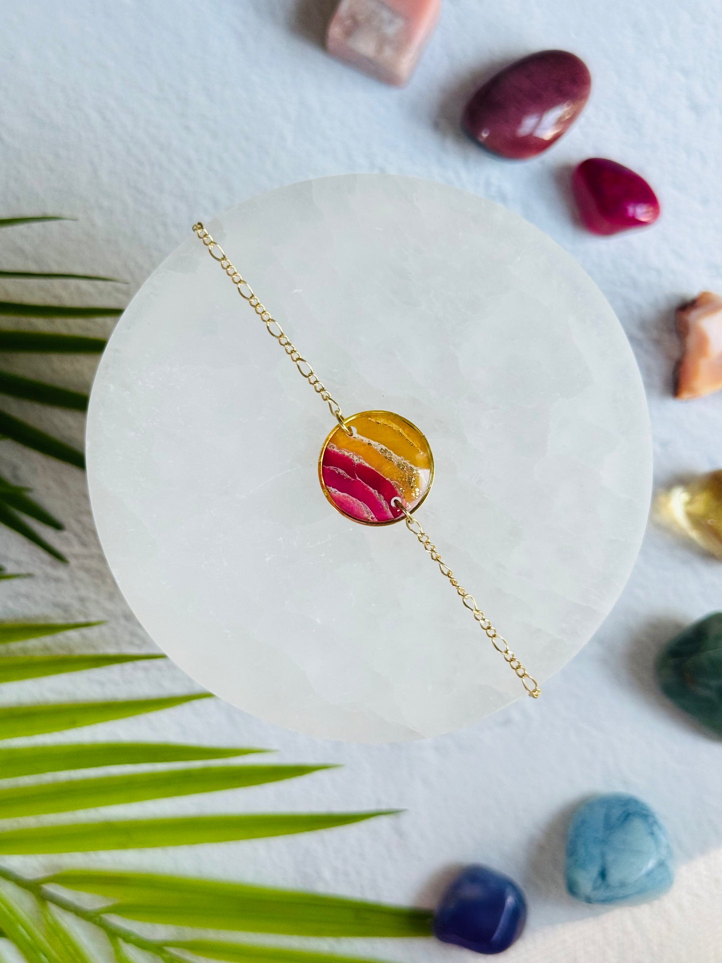 Rainbow Agate - Circle Bezel Bracelets