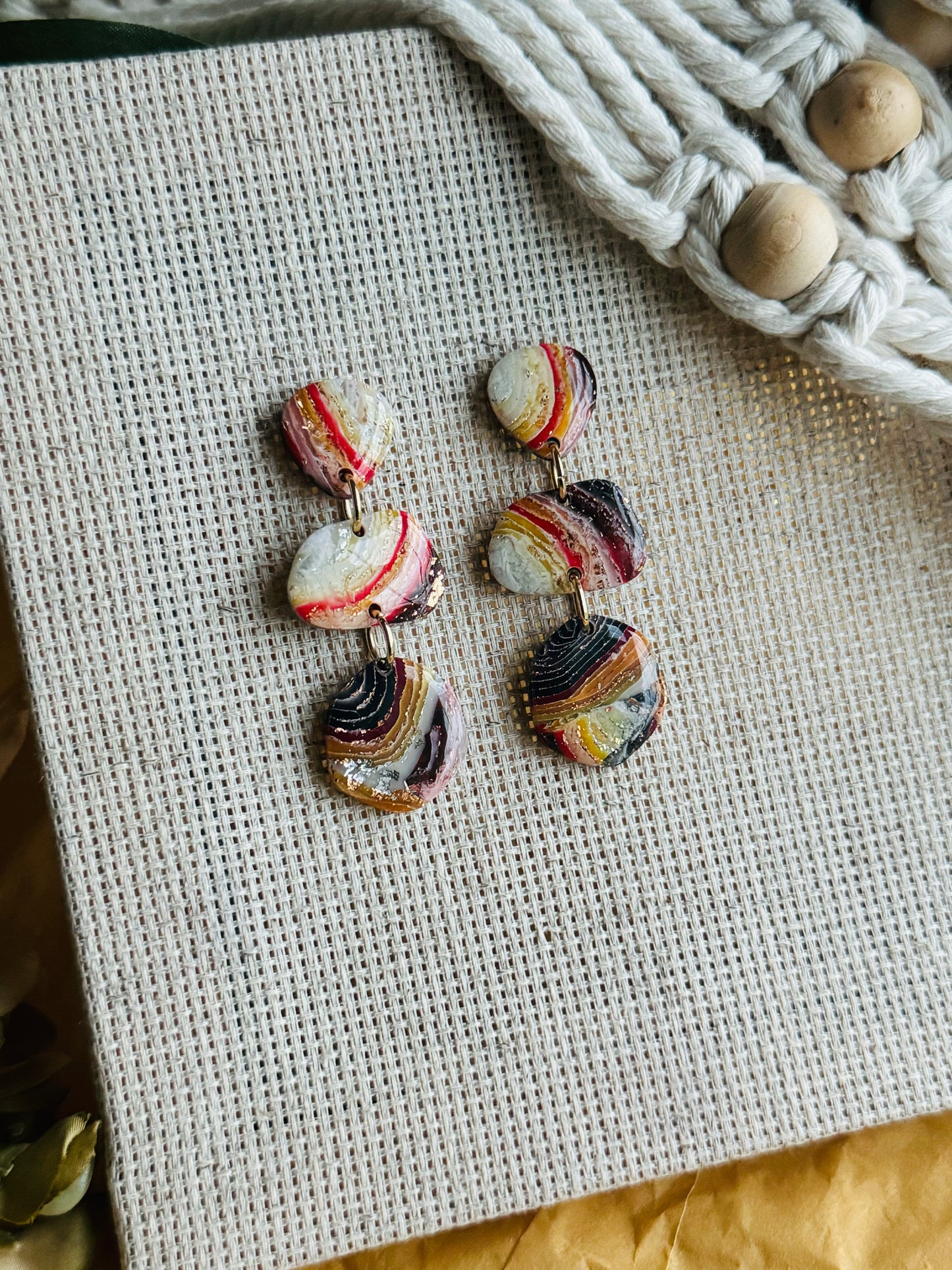 Fire Agate - Organic Pebble Trio