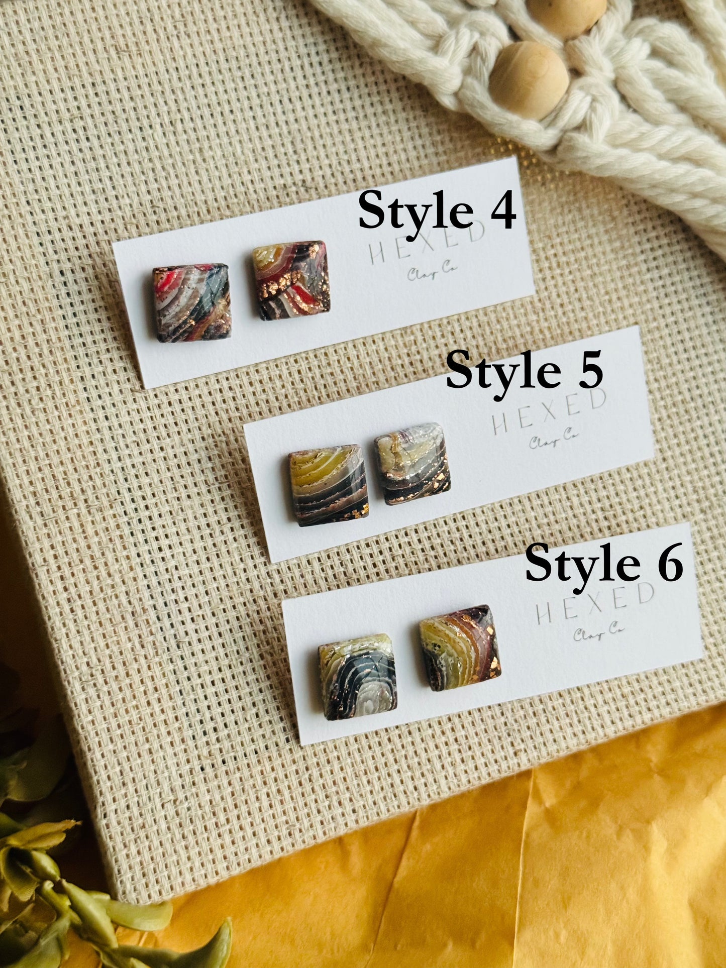 Fire Agate - Square Studs