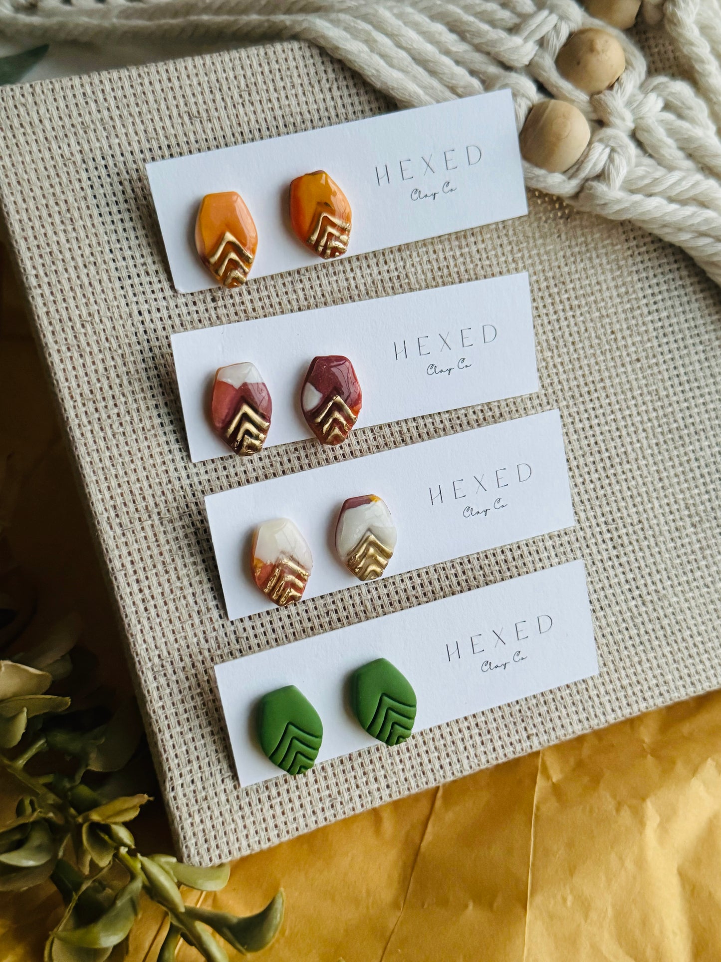 Autumn Torn Layers - Art Deco "Everly" Stud