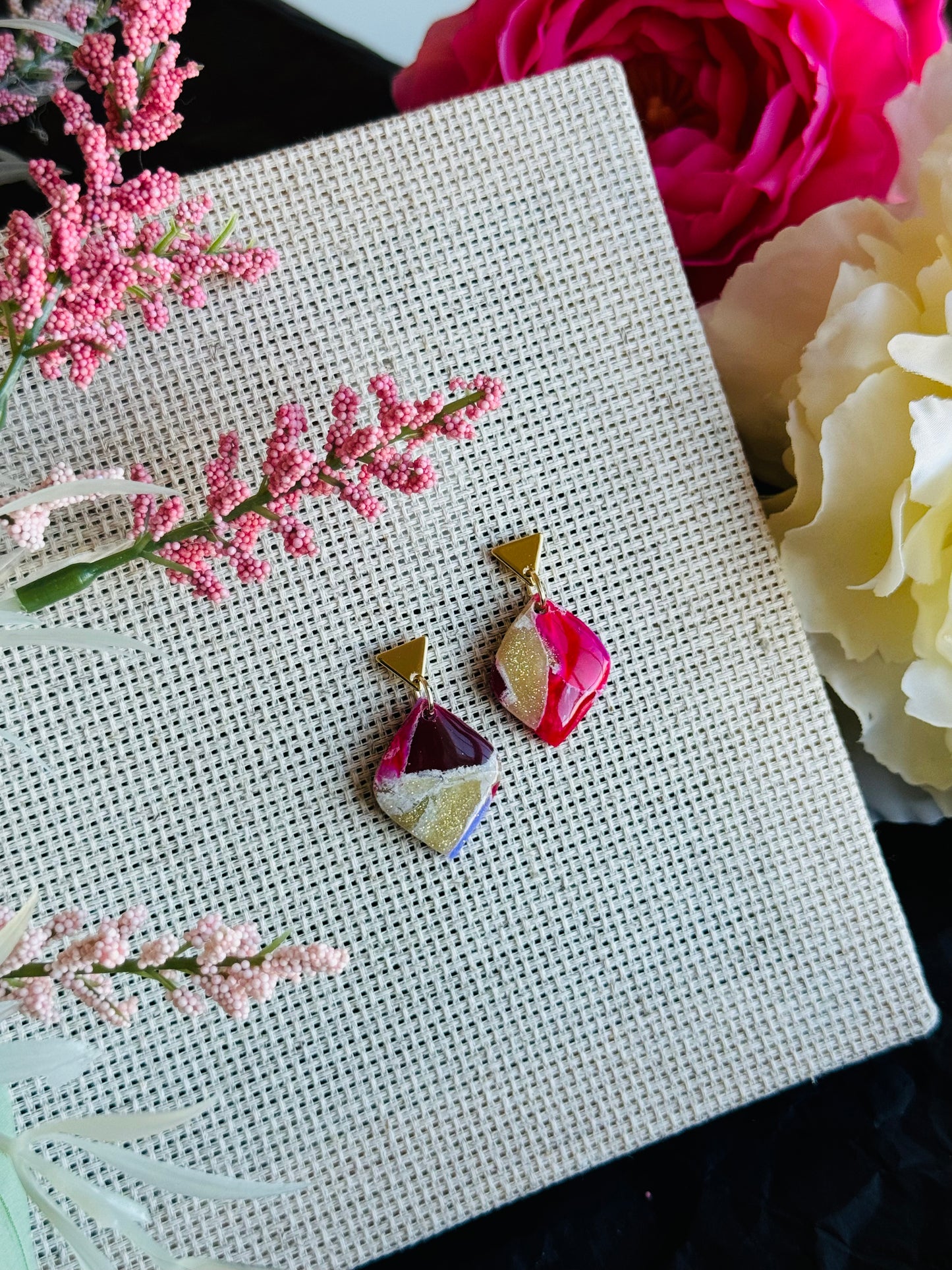 Pink & Purple Marble - Pointed Diamond (varied posts)