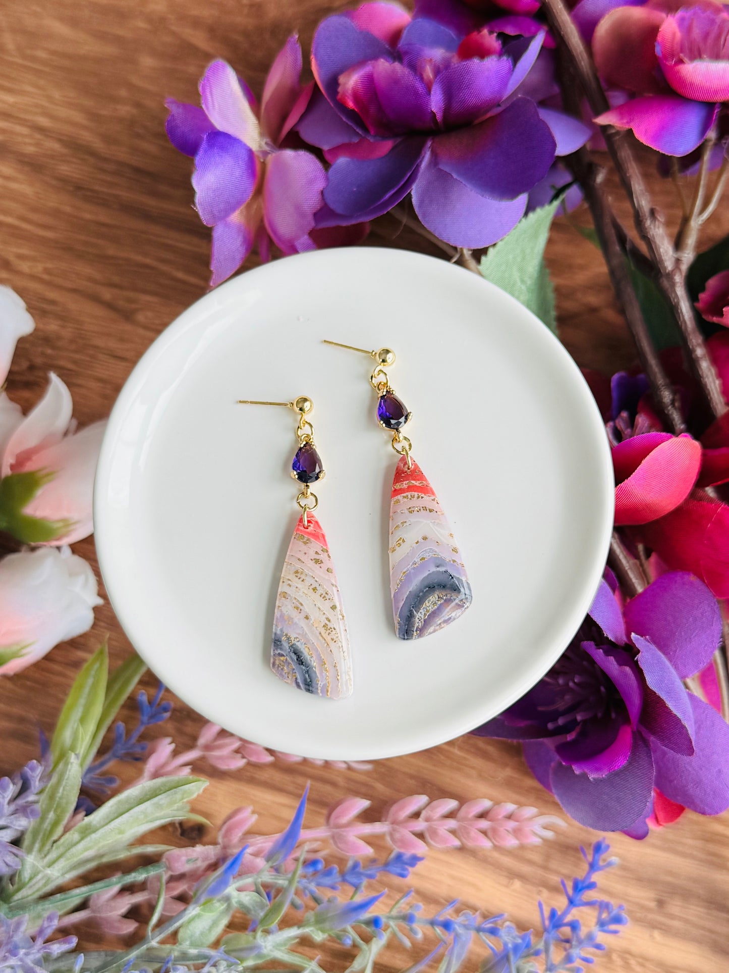 Purple Agate - Triangle Organic Pebbles
