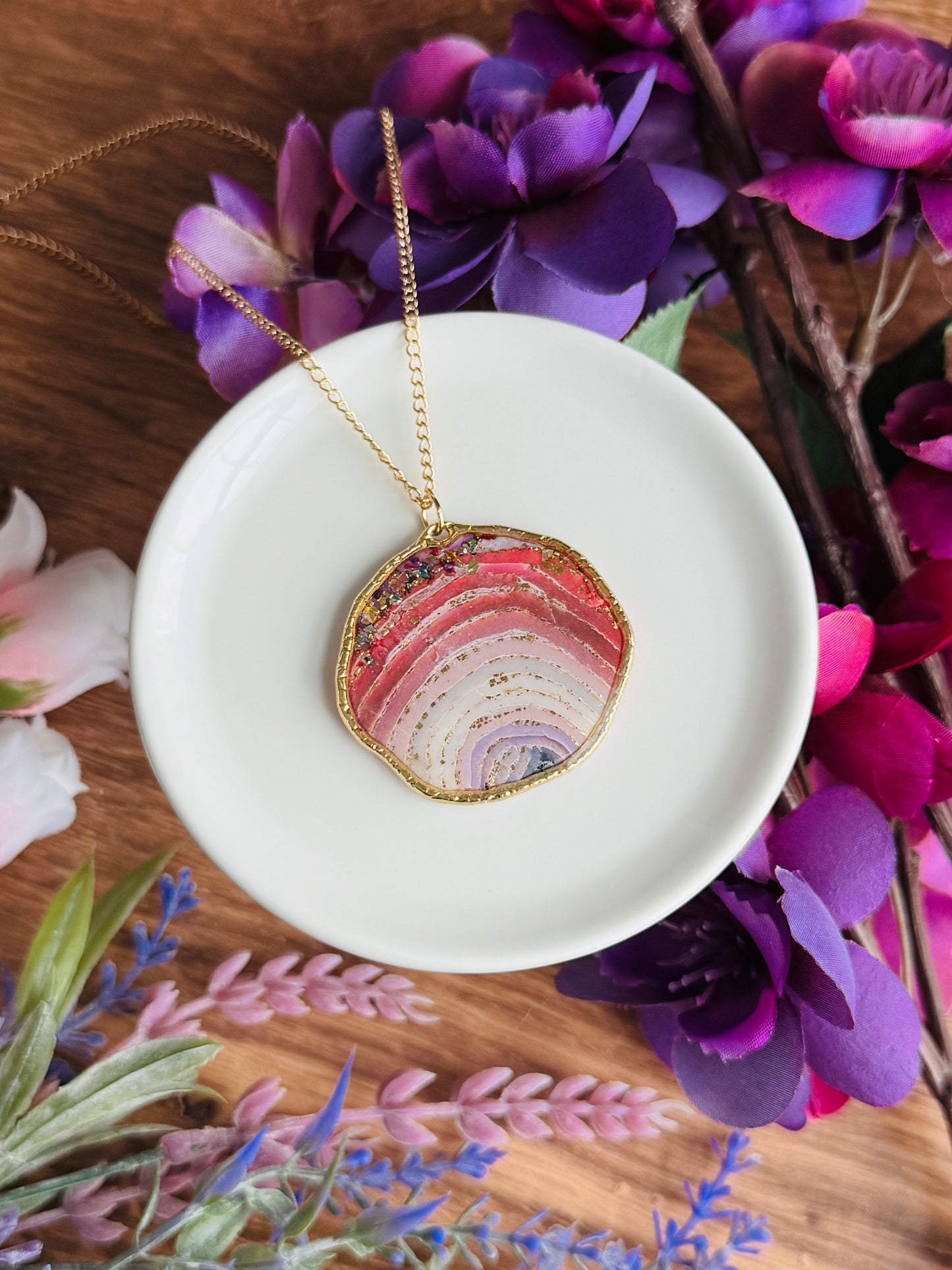 Purple Agate - Large Pebble Necklace