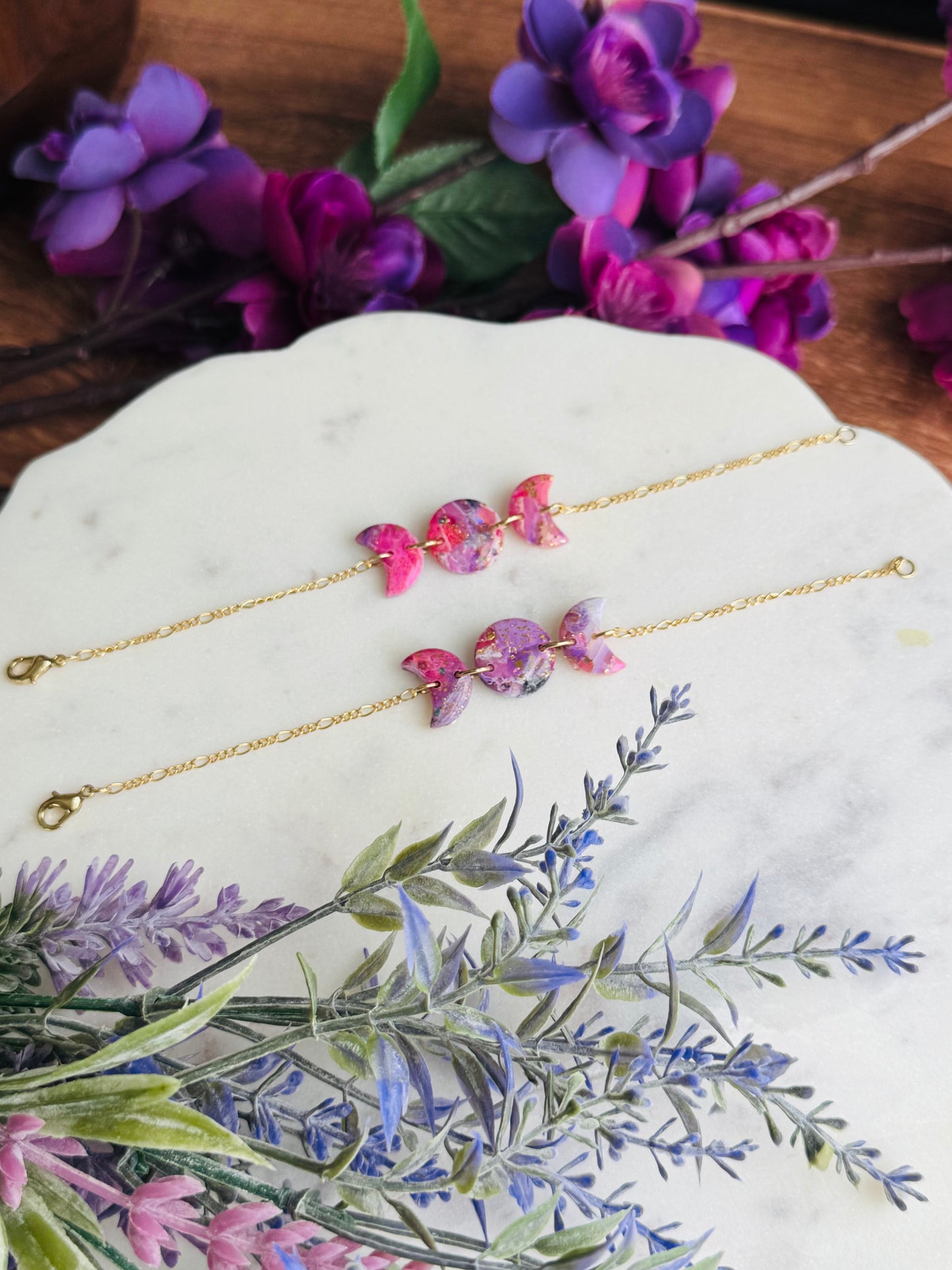 Purple Agate - Moon Phase Bracelet