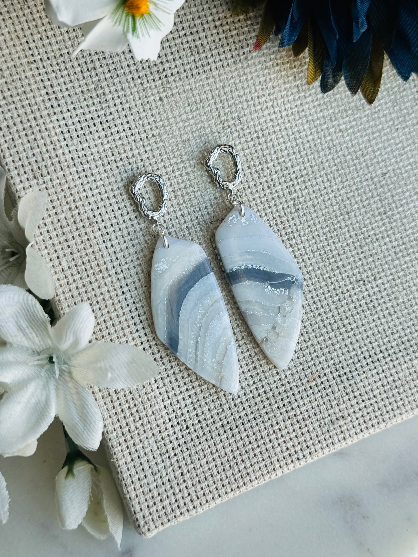 Ice Agate - Large Pointed Pebble & Geode Post