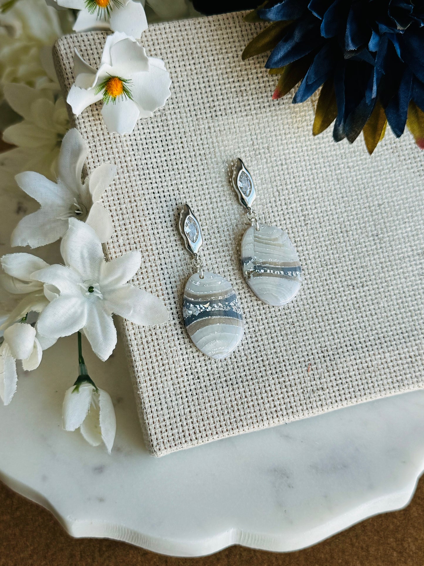 Ice Agate - Large Oblong Pebble & Zircon "Ice" Post