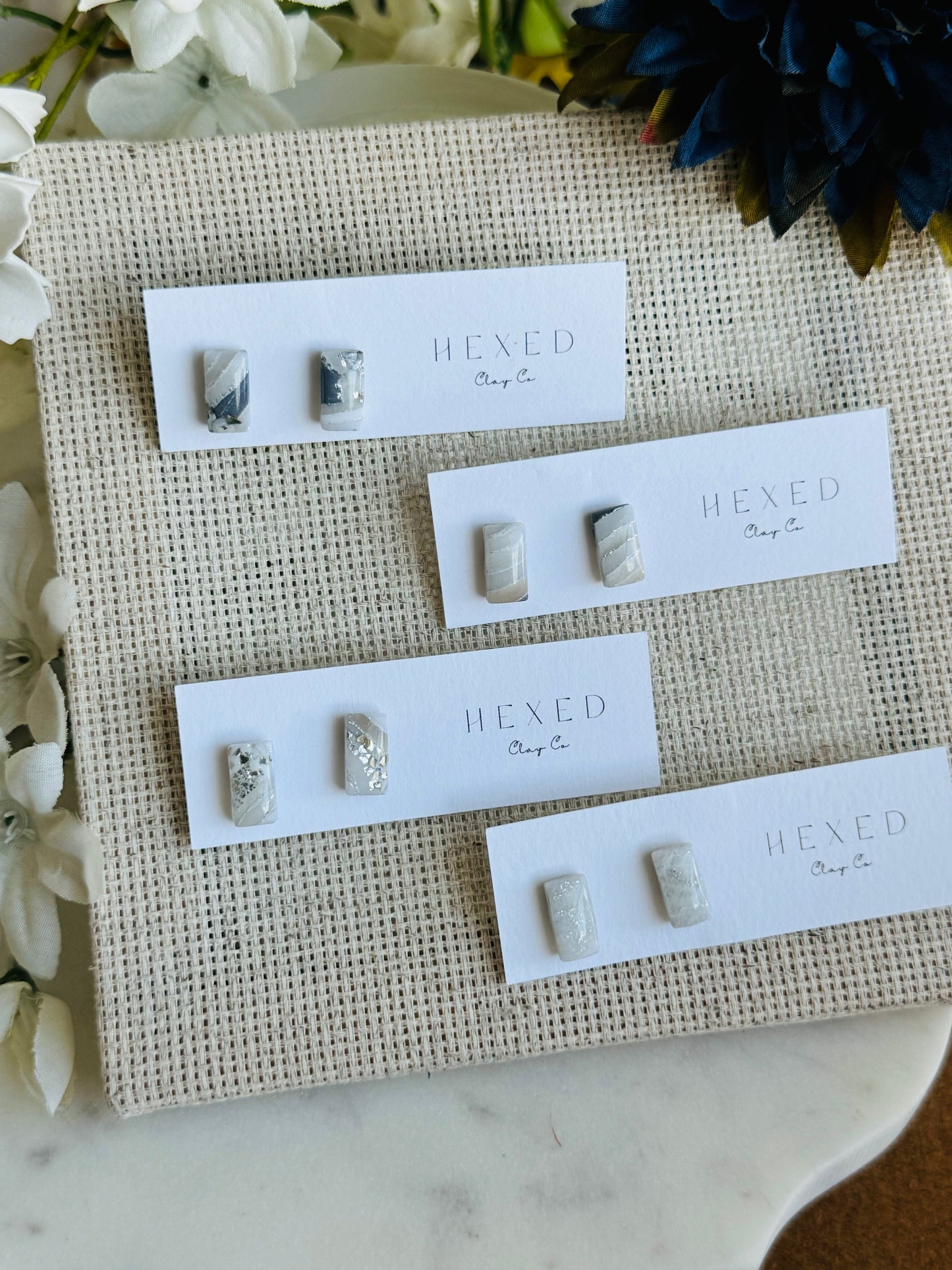 Ice Agate - Rectangle Studs