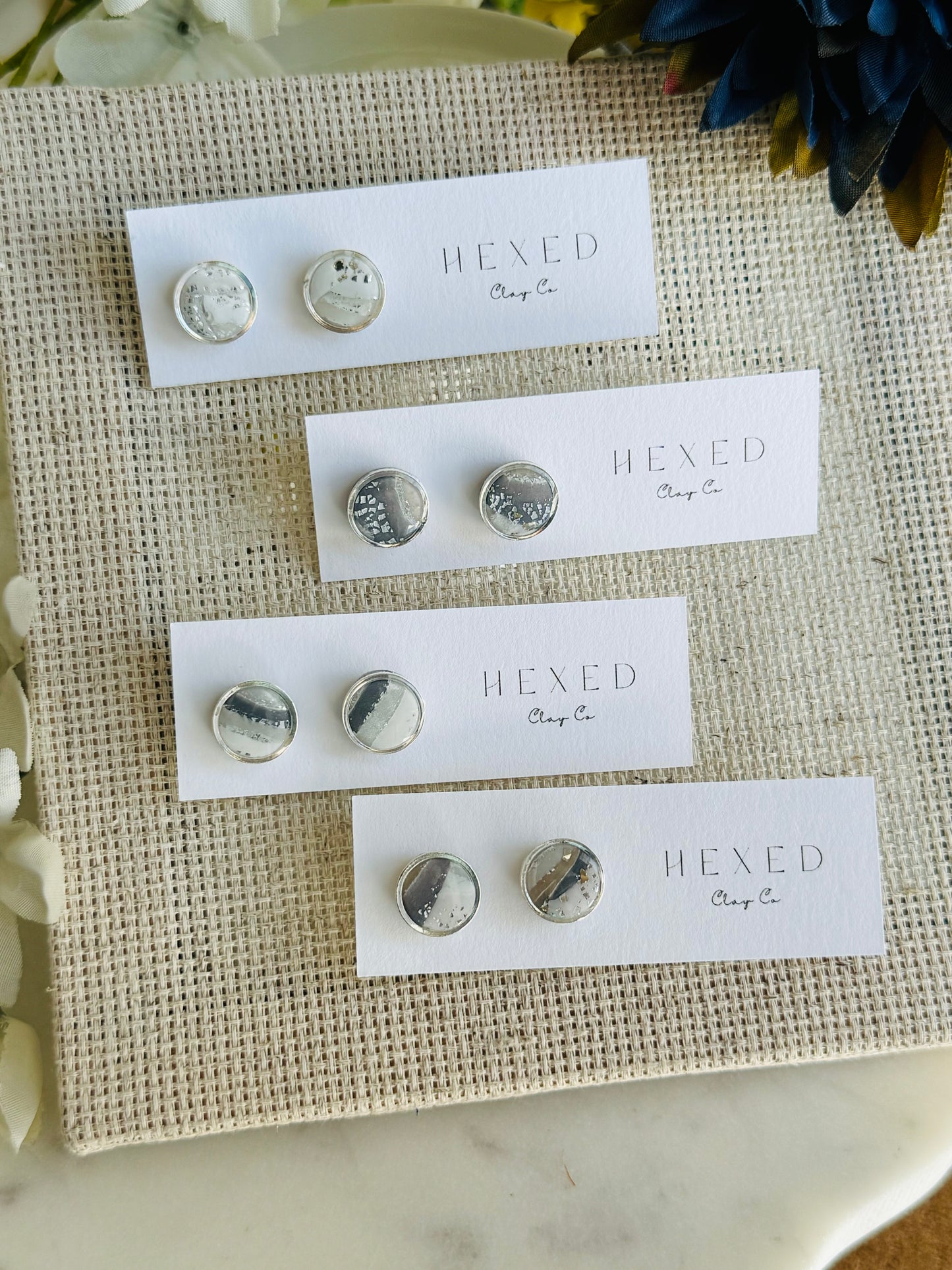 Ice Agate - Small Bezeled Circle Stud