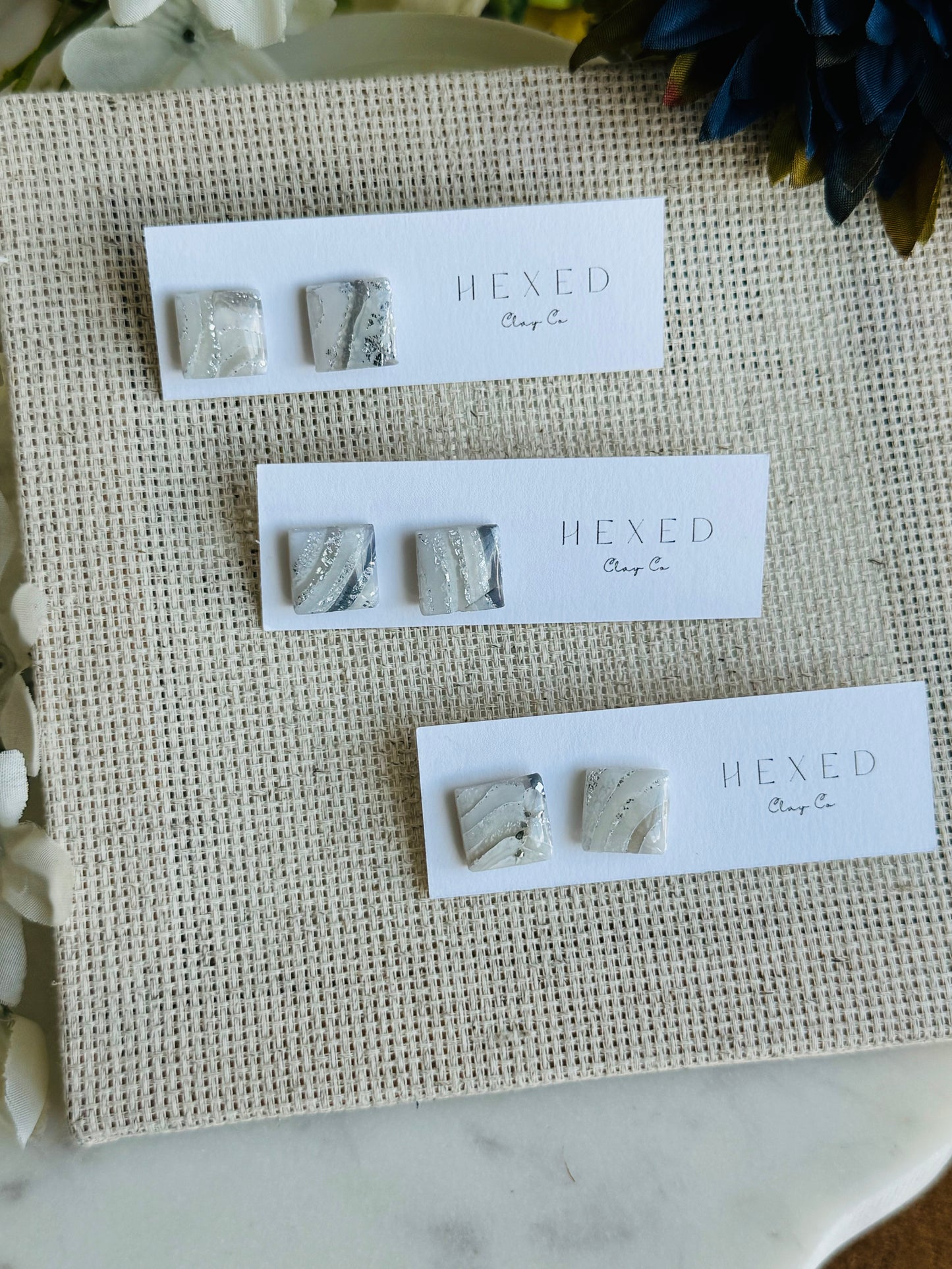 Ice Agate - Square Studs