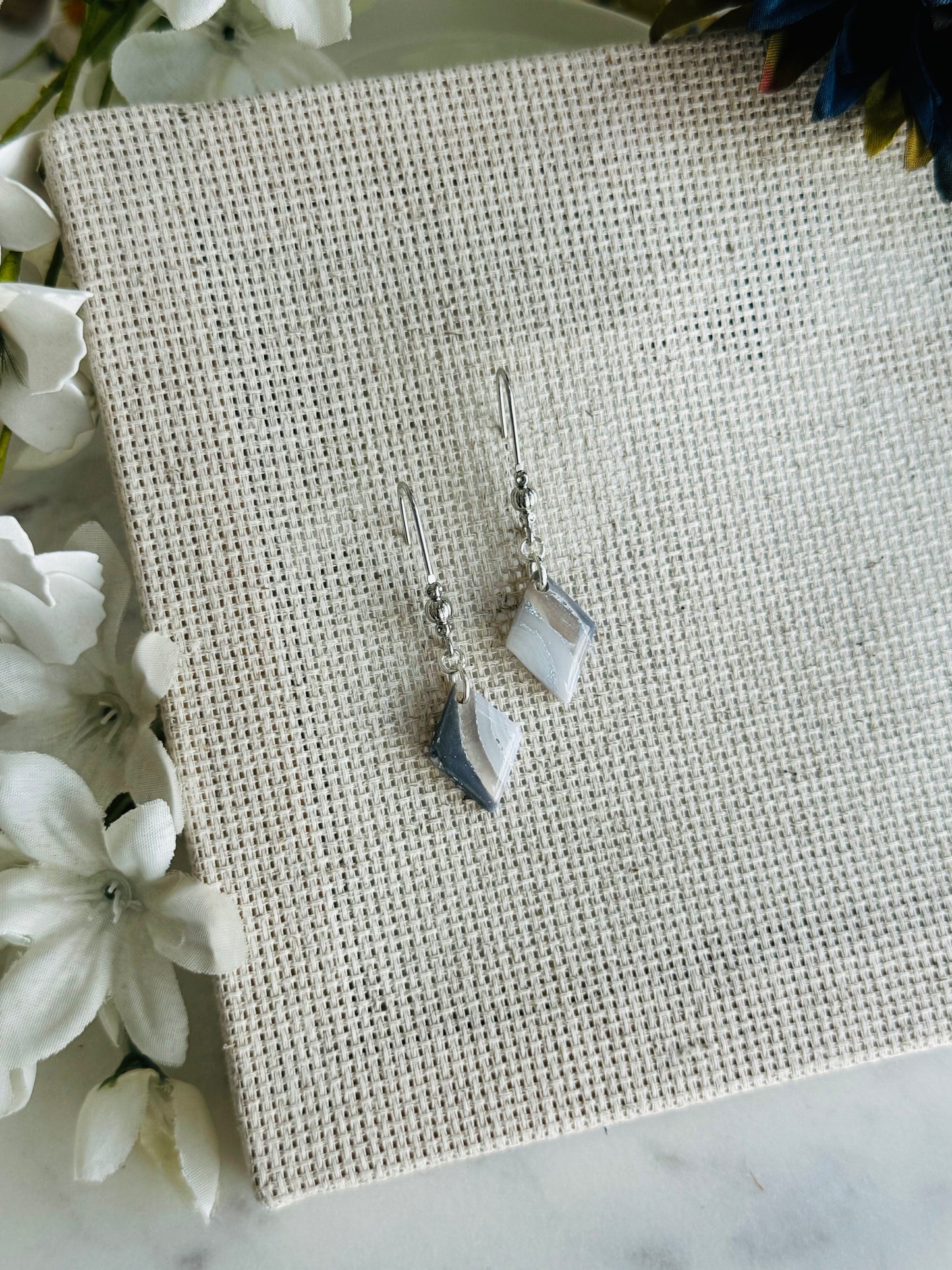 Ice Agate - Mini Diamond Shaped Earring