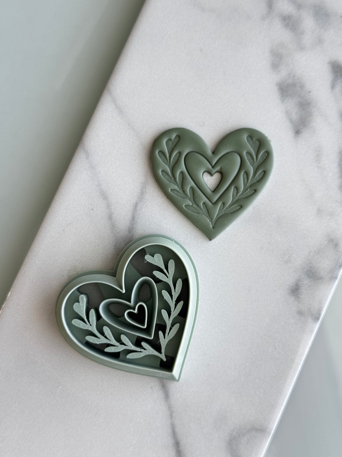 Heart with Leaves Imprint Cutter