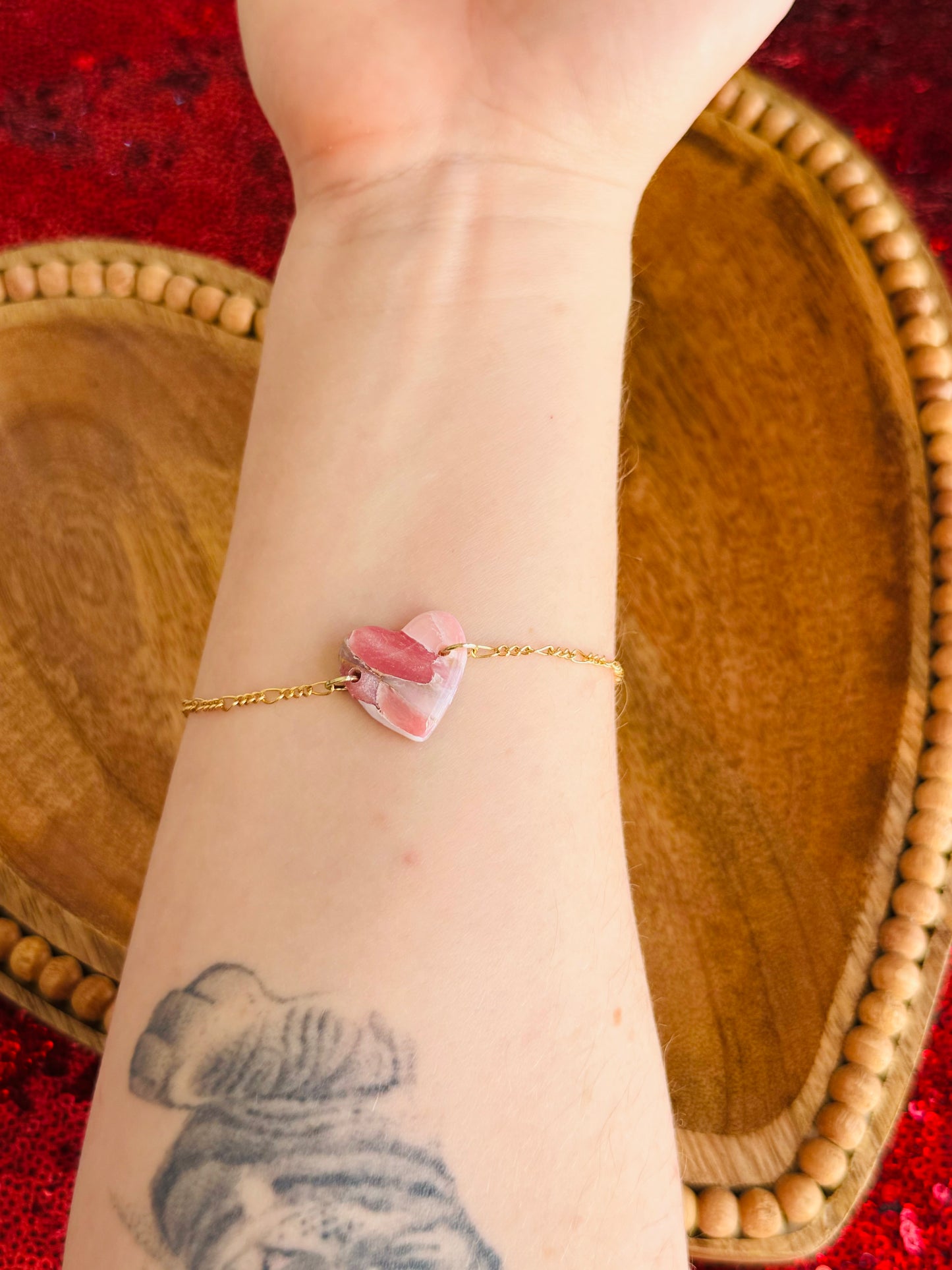 Pink Winter Marble - Heart Bracelet
