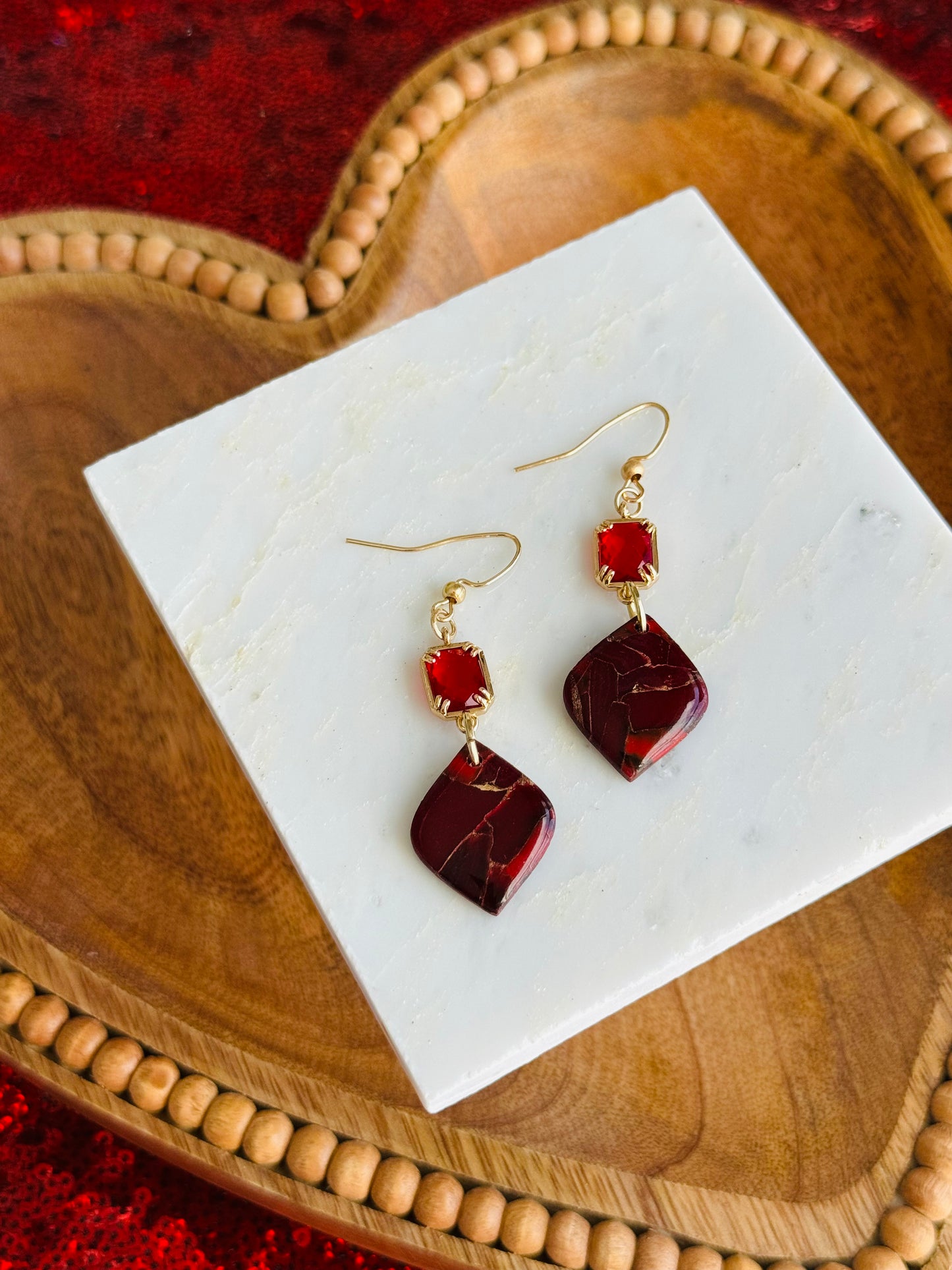 Red Jasper - Pointed Diamond & Red Gem