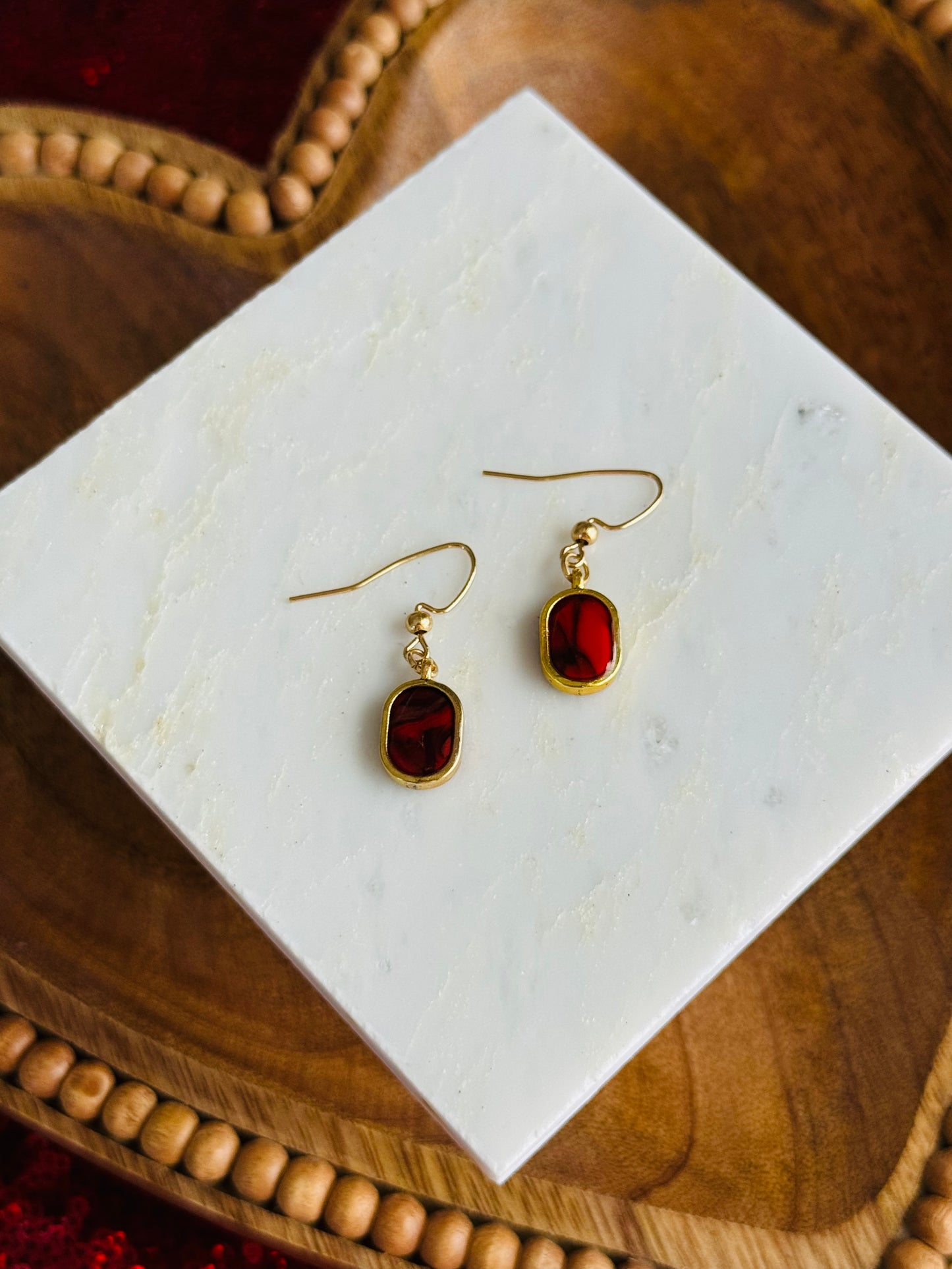 Red Jasper - Tiny Bezel Earring