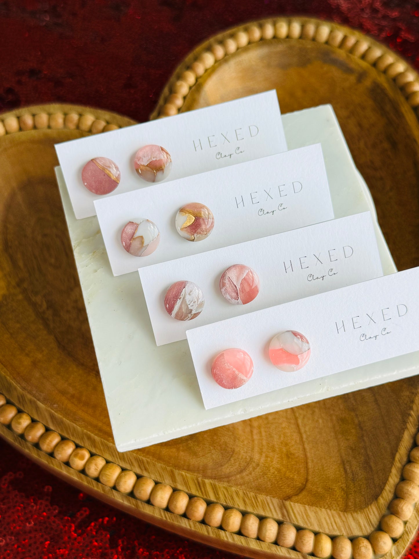 Pink Winter Marble - Round Studs