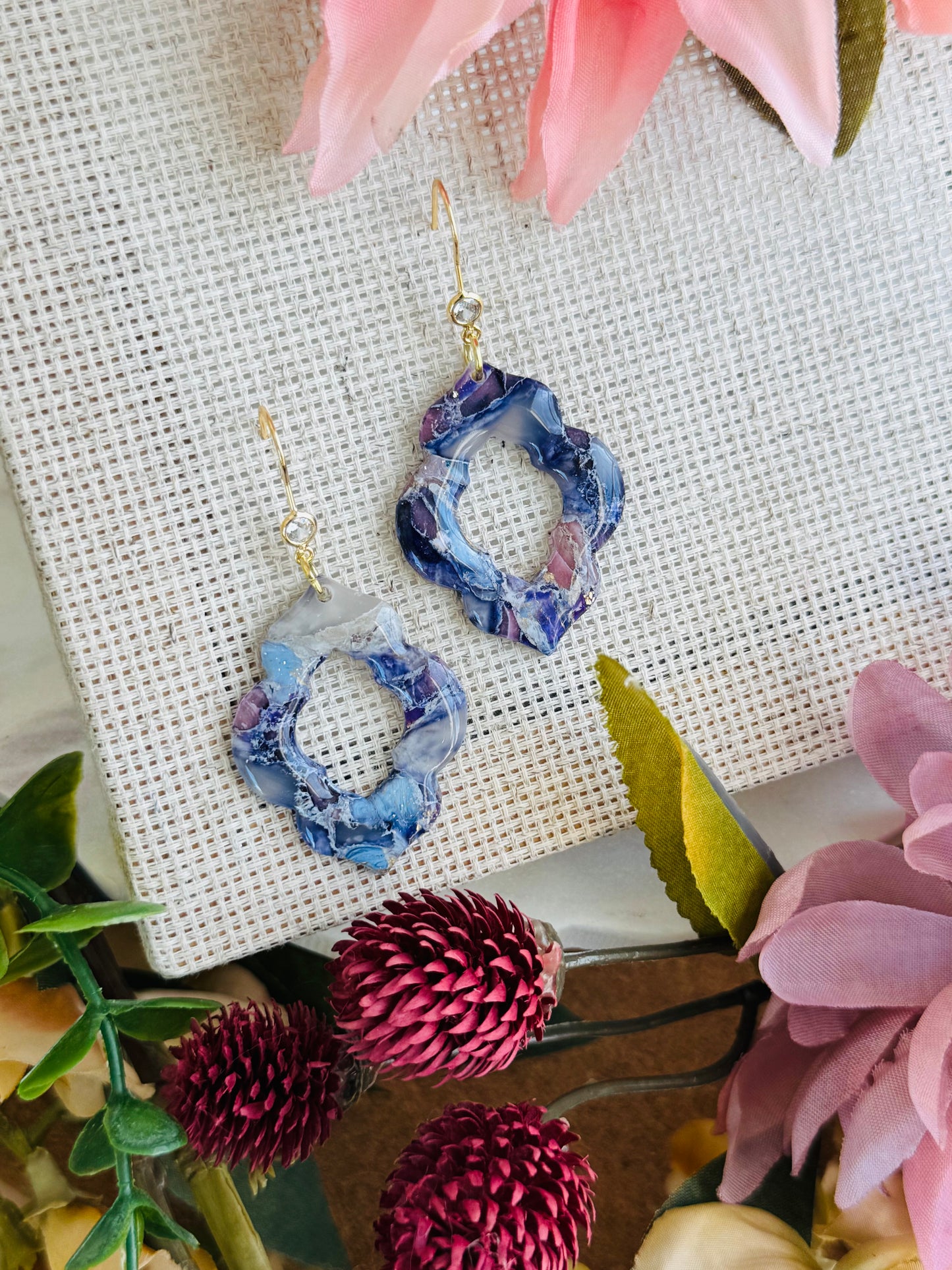 Purple Haze Marble - Moroccan Frame Earring