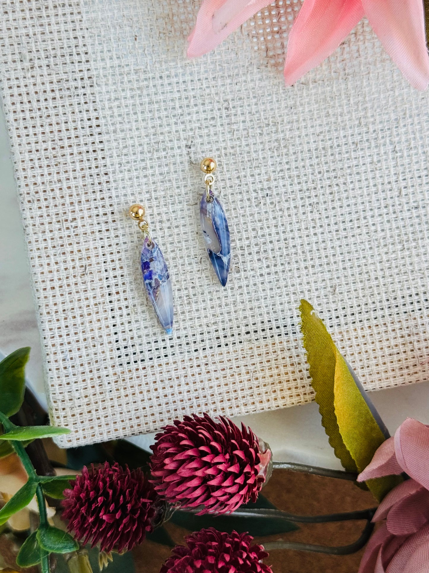 Purple Haze Marble - Pointy Dangle