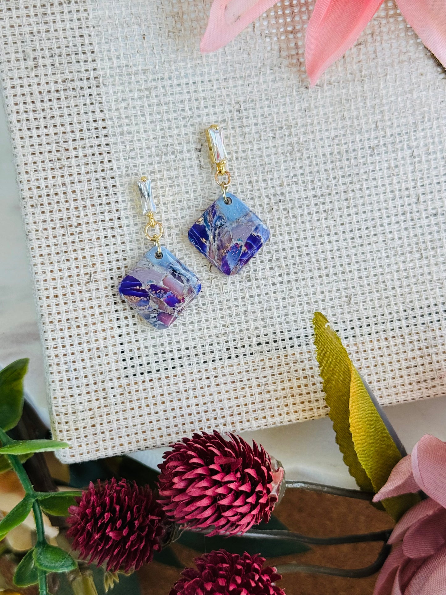 Purple Haze Marble - Small Rounded Square & Gem