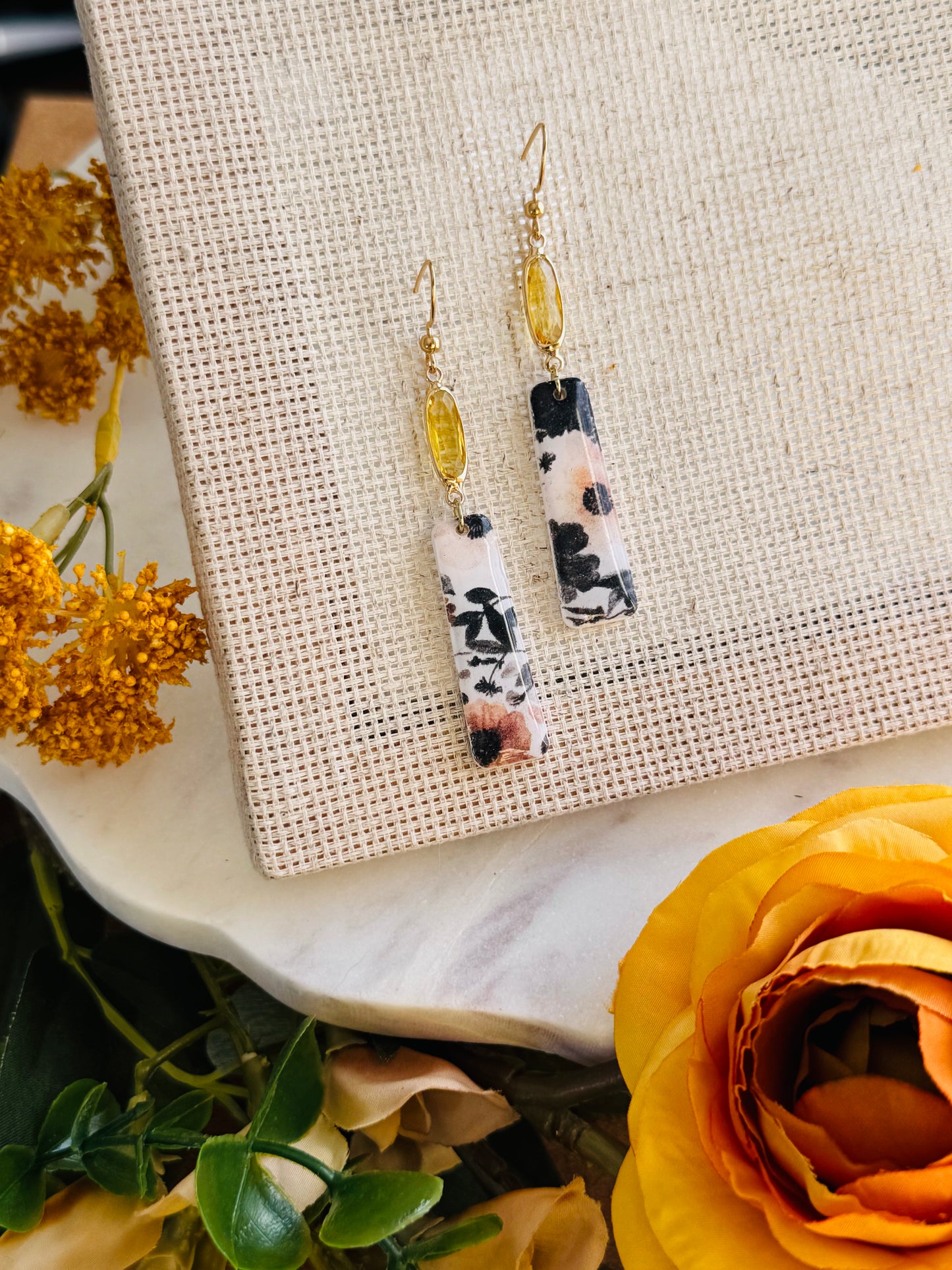 Spring Florals - Black & White Floral Tapered Rectangle