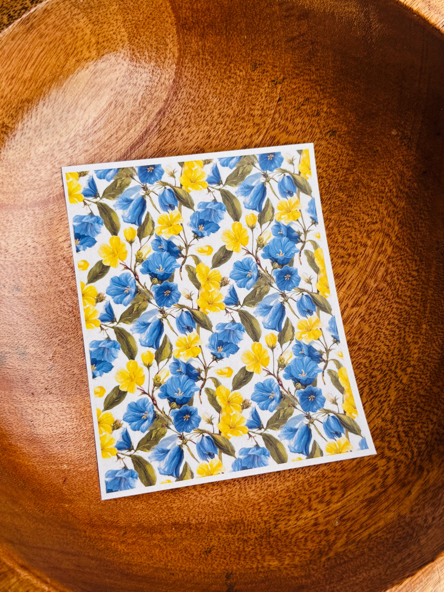Blue & Yellow Flowers Large Transfer Paper