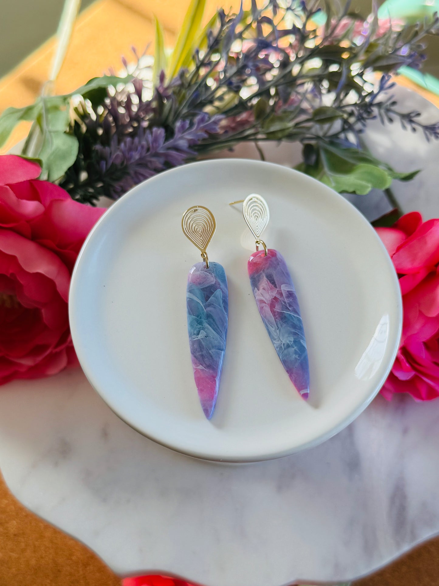 "Mermaid" Stained Glass - "Elara" Earring