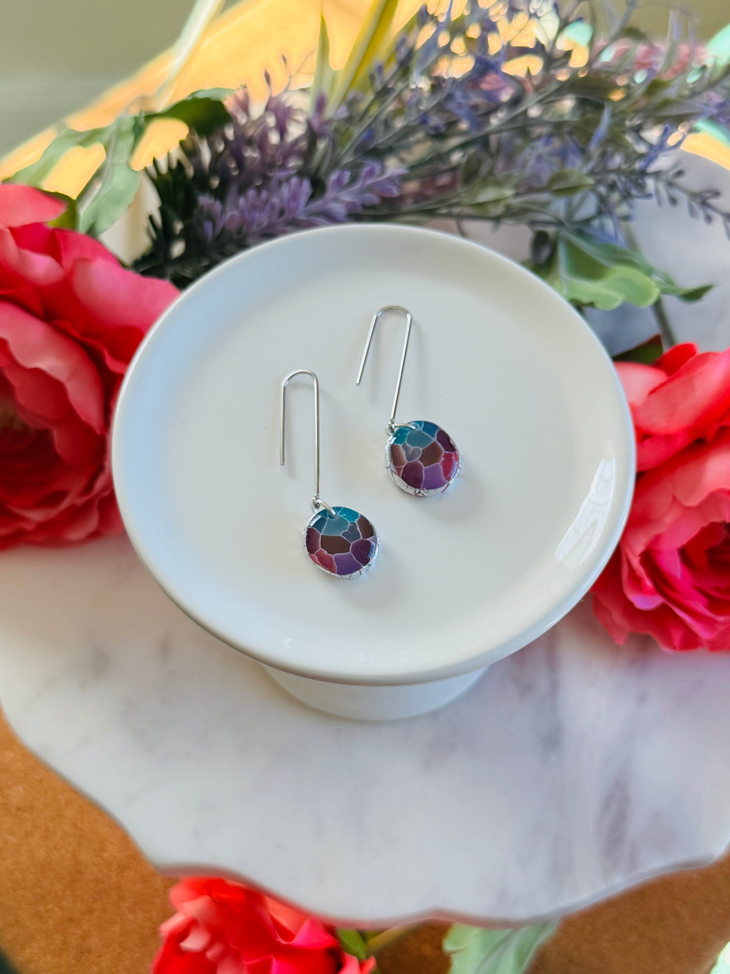 "Mermaid" Stained Glass - Multicolor "Bead" Earring