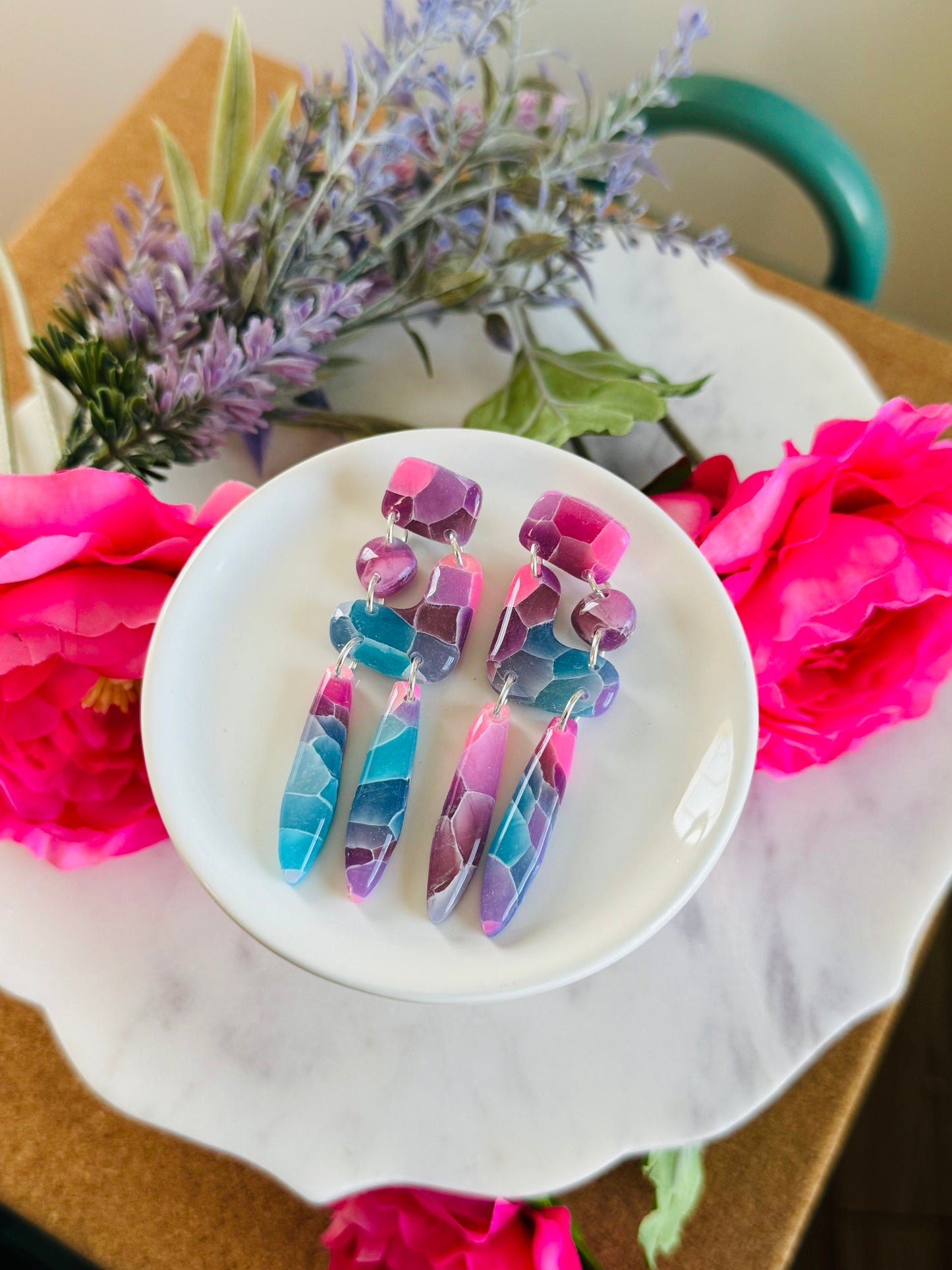 "Mermaid" Stained Glass - "Zia" Earring