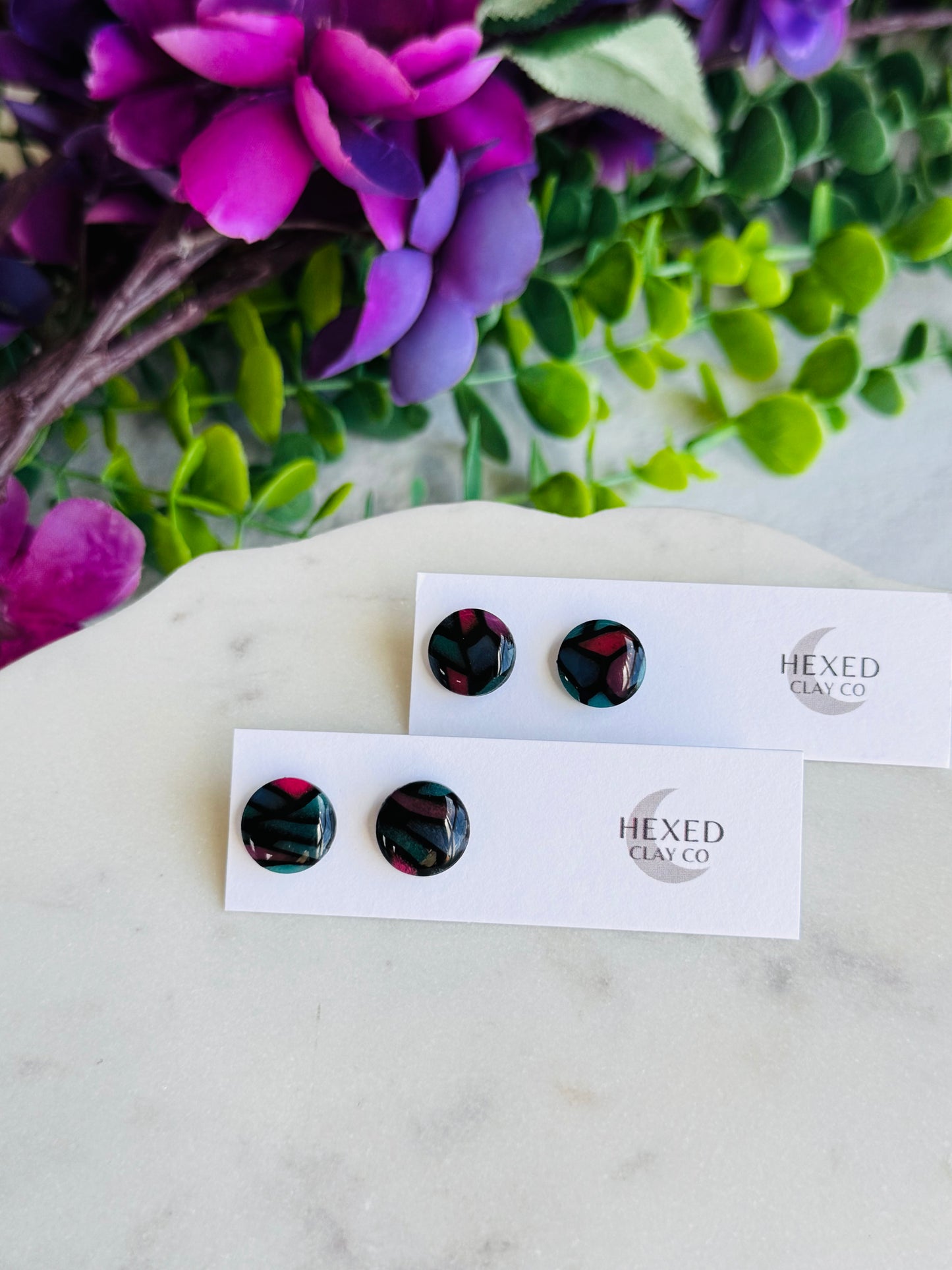 Jewel Stained Glass - Round Studs