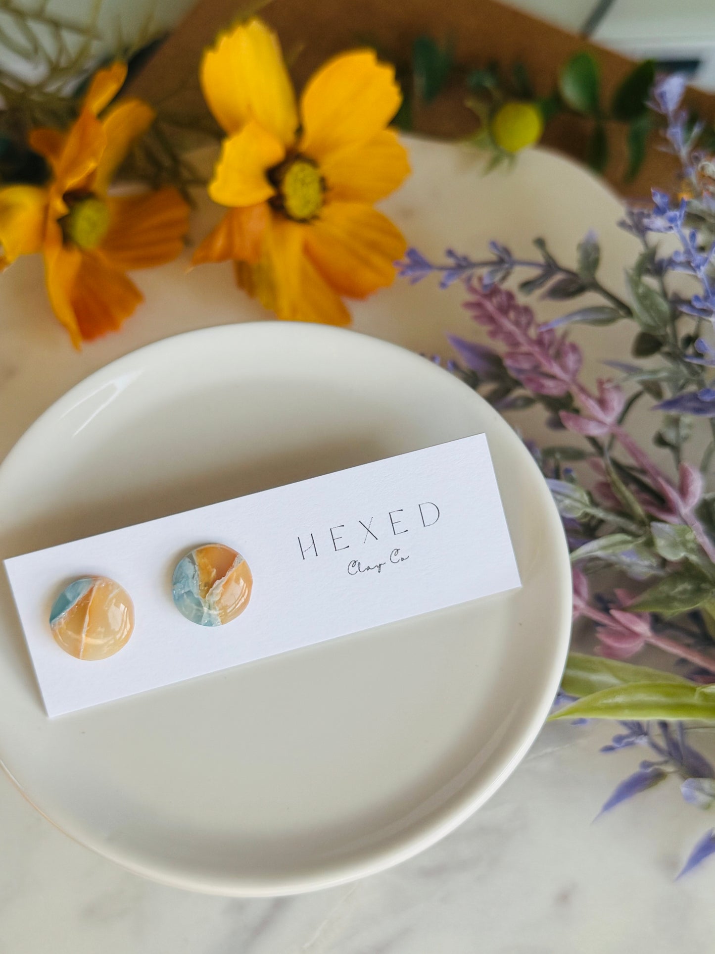 Pastel Marble - Round Stud