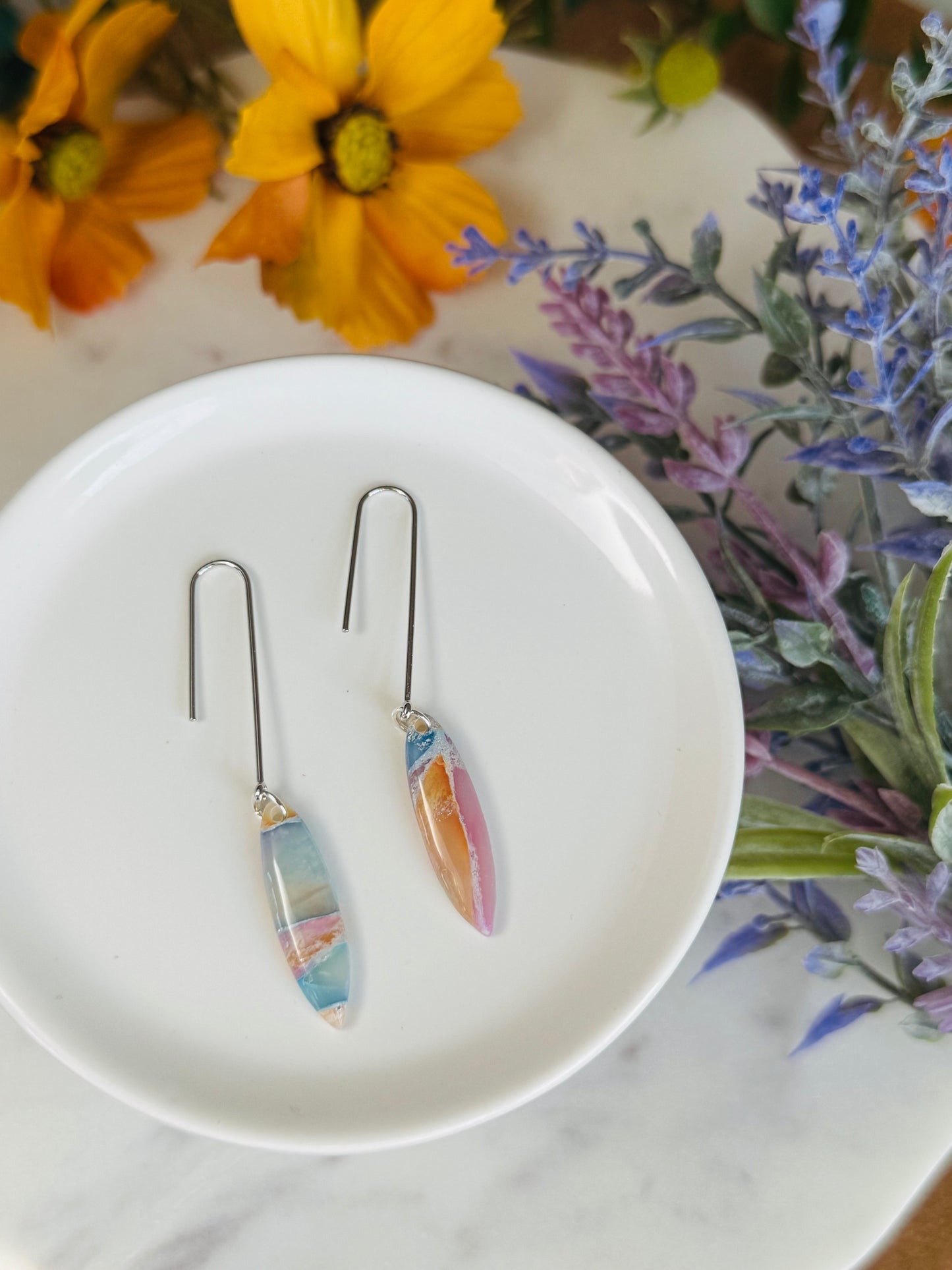 Pastel Marble - Dainty Long Ovals