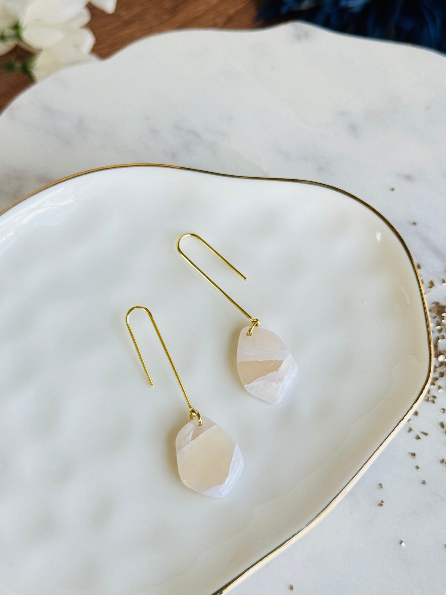 White Stone - Pebble Dangle