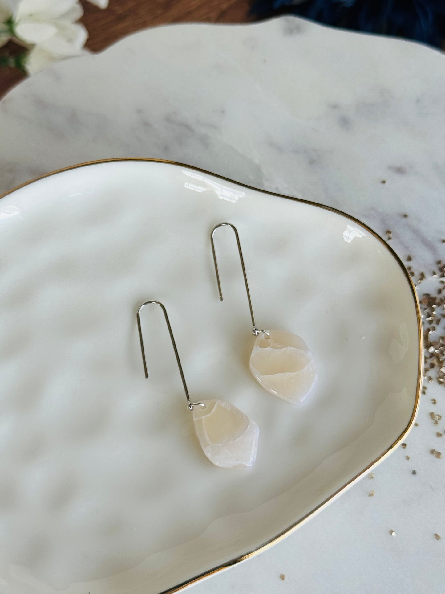 White Stone - Pebble Dangle