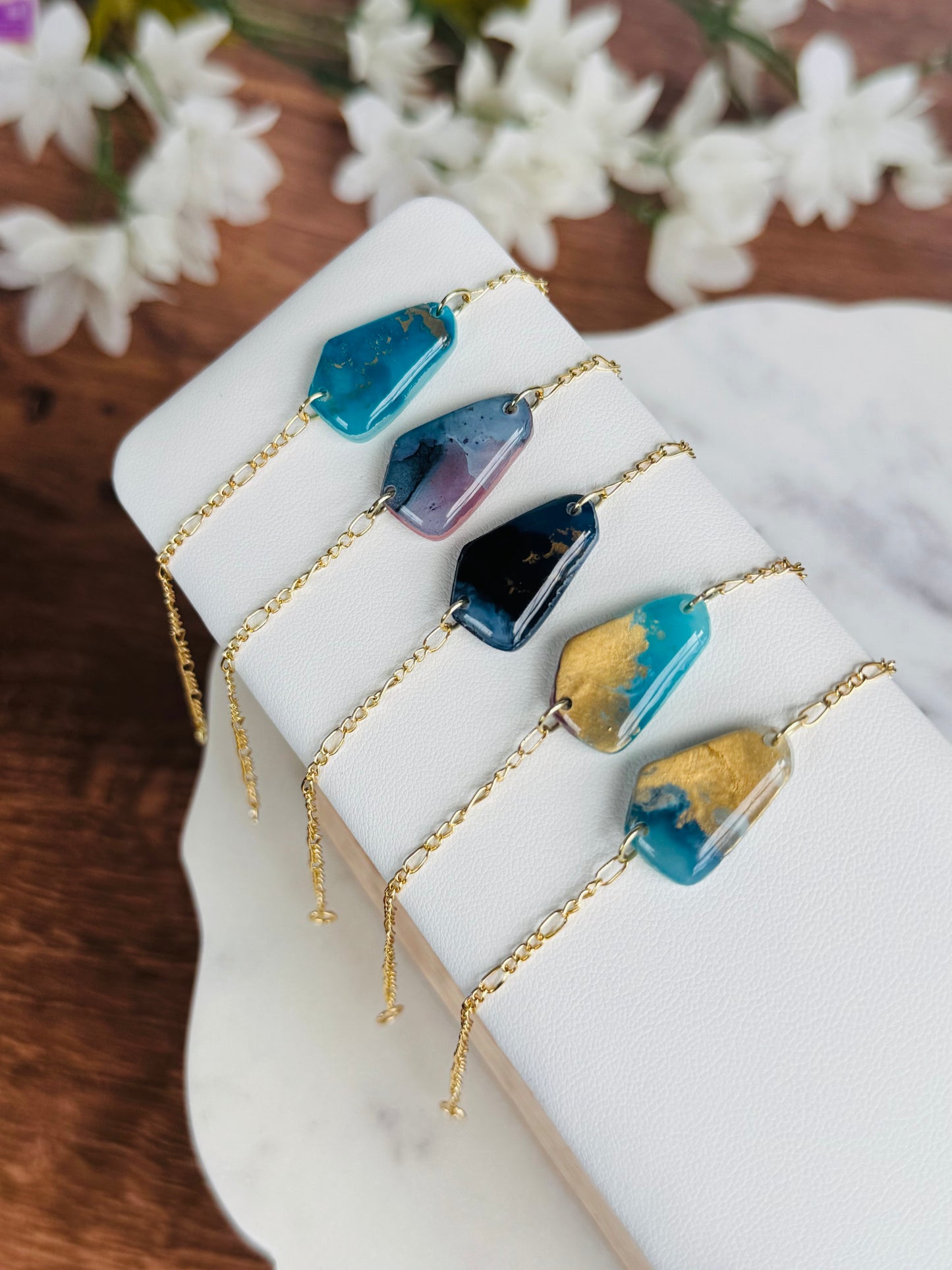 Dark Blue Ink - Blue & Gold Bracelet