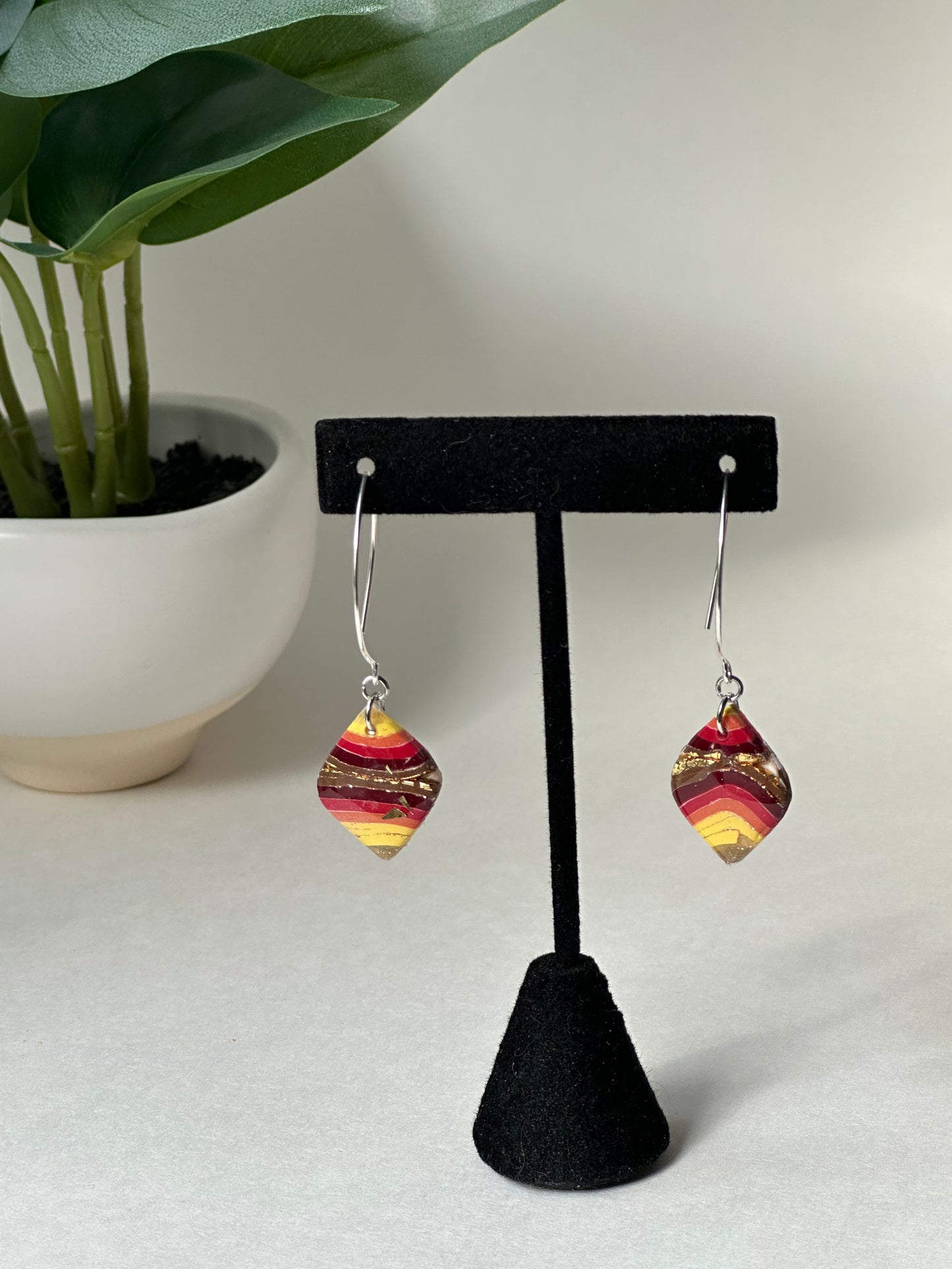 Sun Agate | Drop Dangle with Arch Hook (Gold & Silver)