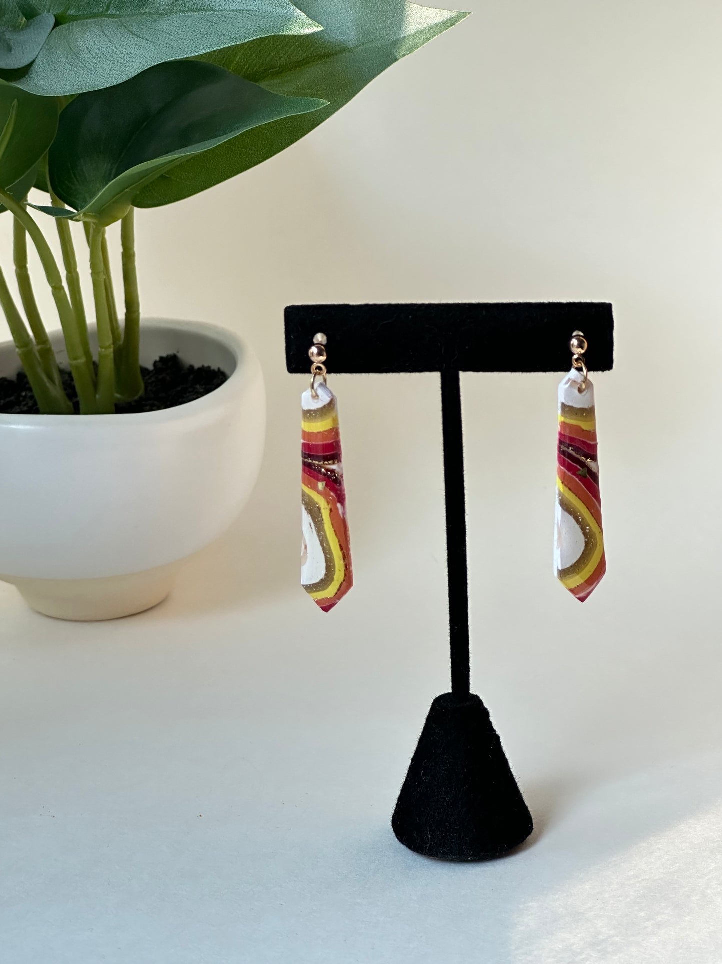 Sun Agate | Oblong Dagger with Ball Post