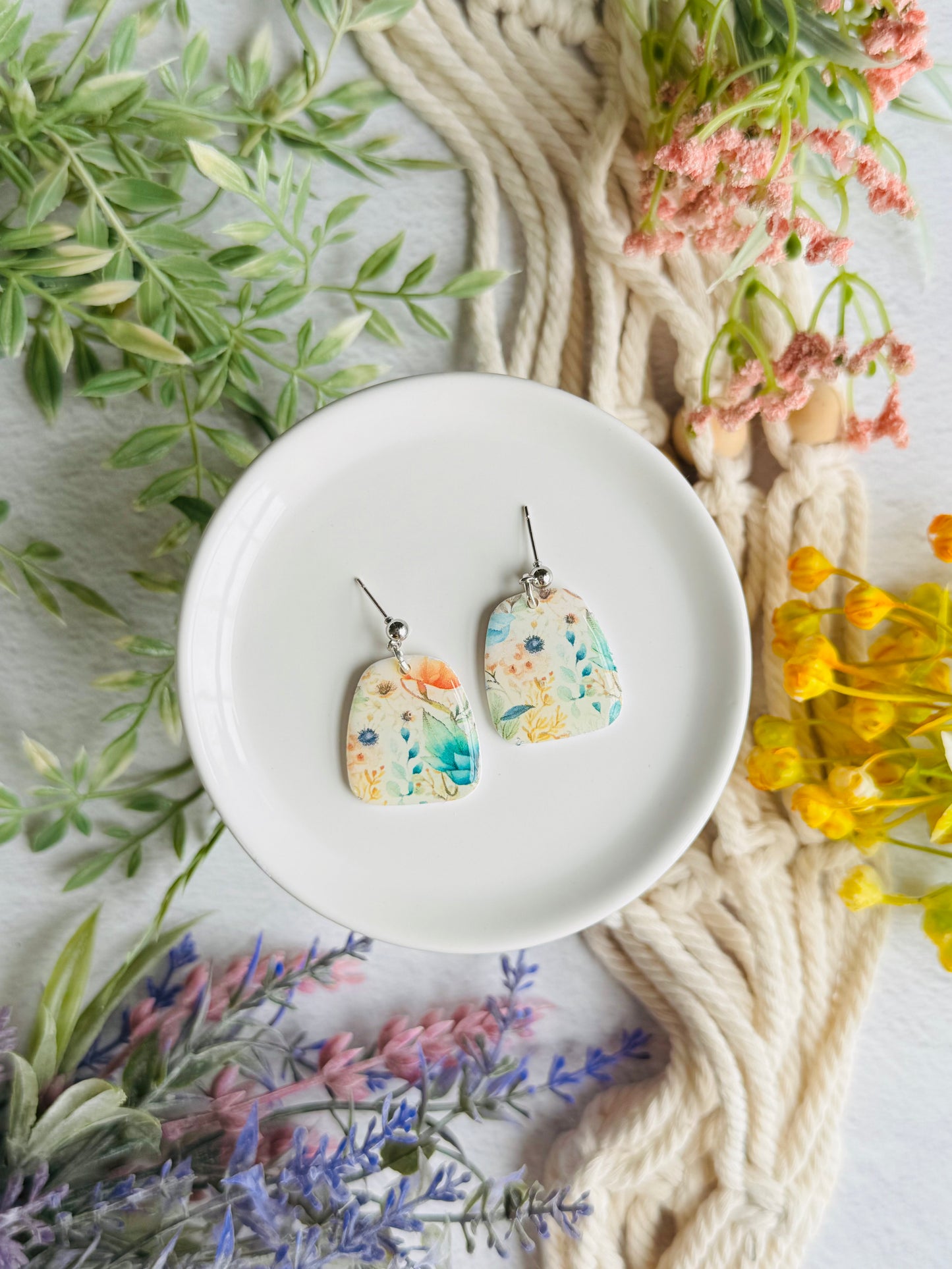 Blue/Green Floral - Gumdrop & Ball Post