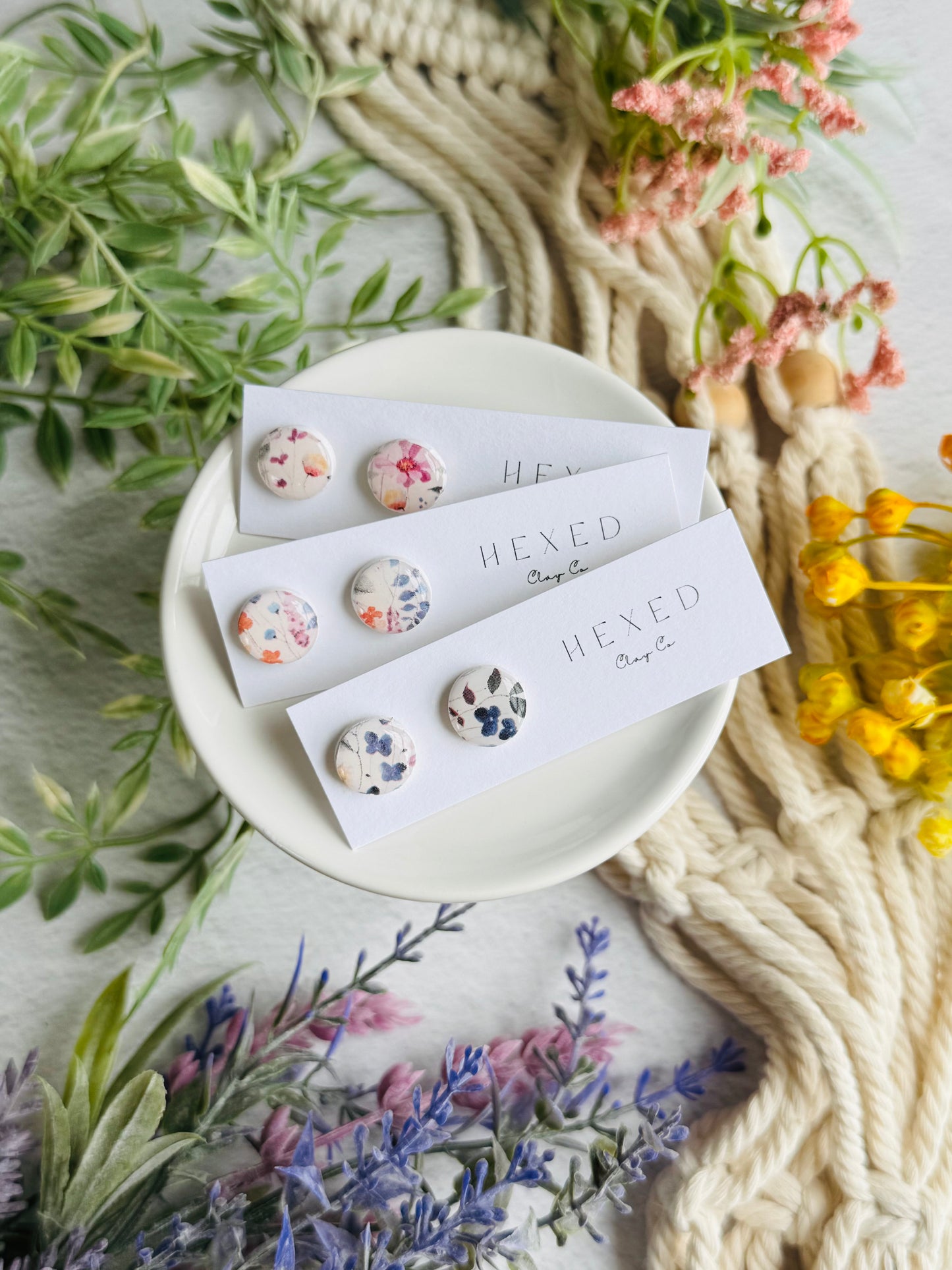 Rainbow Floral - Round Studs