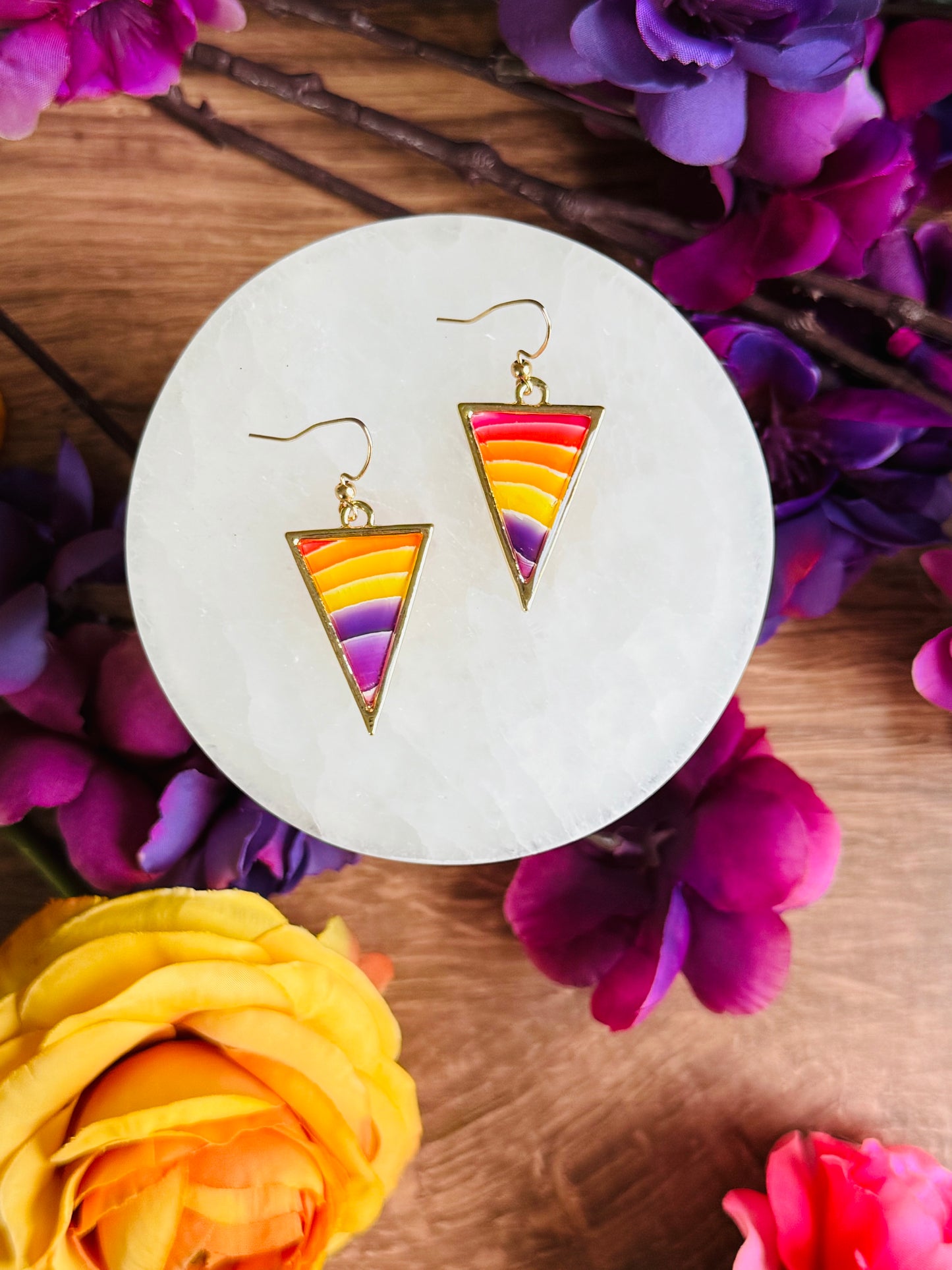 Sunset Vibes - Triangle Bezel Dangles