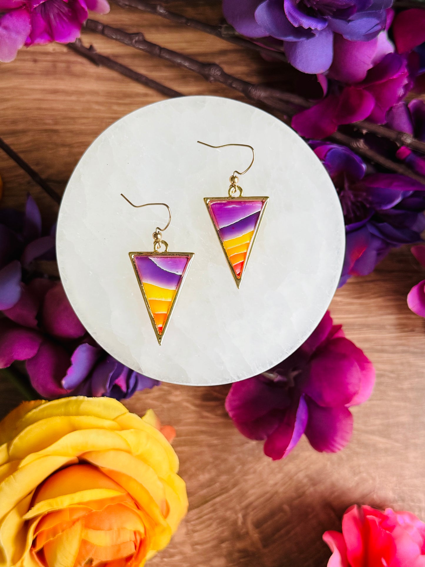 Sunset Vibes - Triangle Bezel Dangles