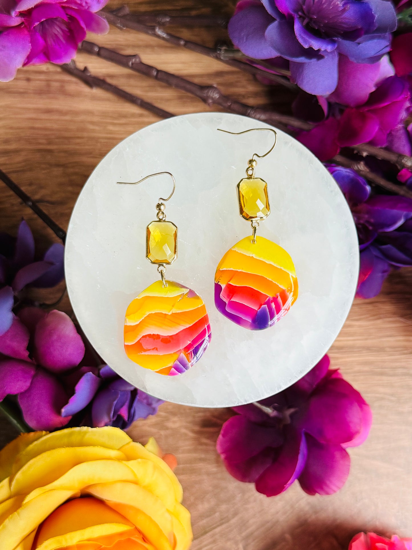 Sunset Vibes - Large Pebble Dangles