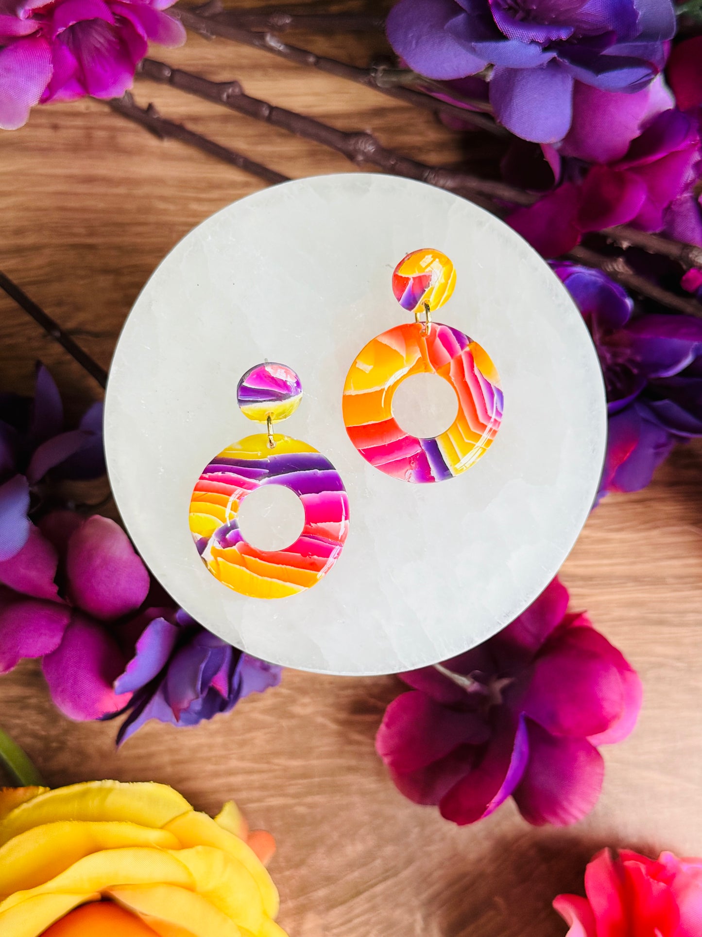 Sunset Vibes - Circle Donut Earrings