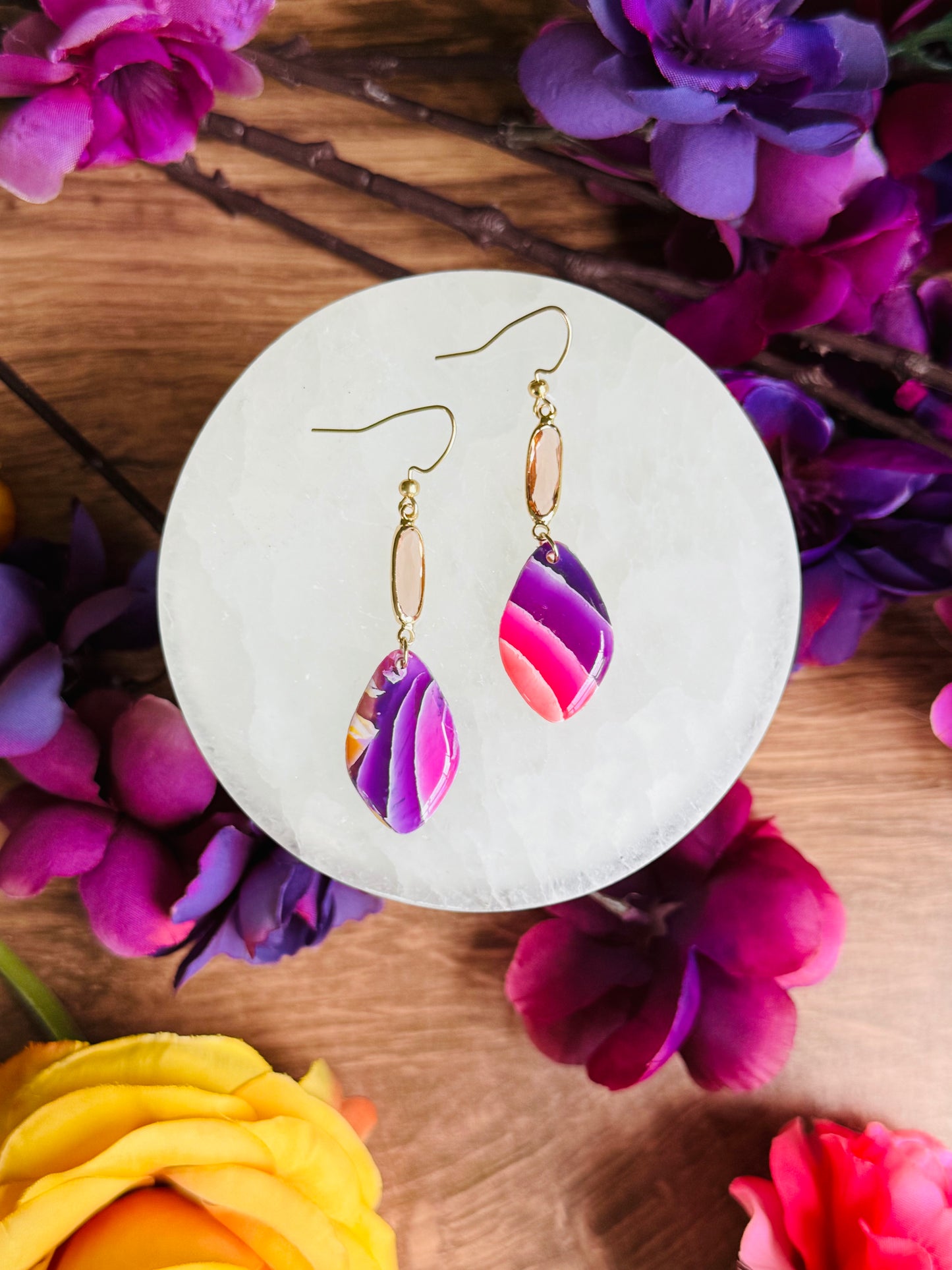 Sunset Vibes - Oblong Pebble & Gem Earrings