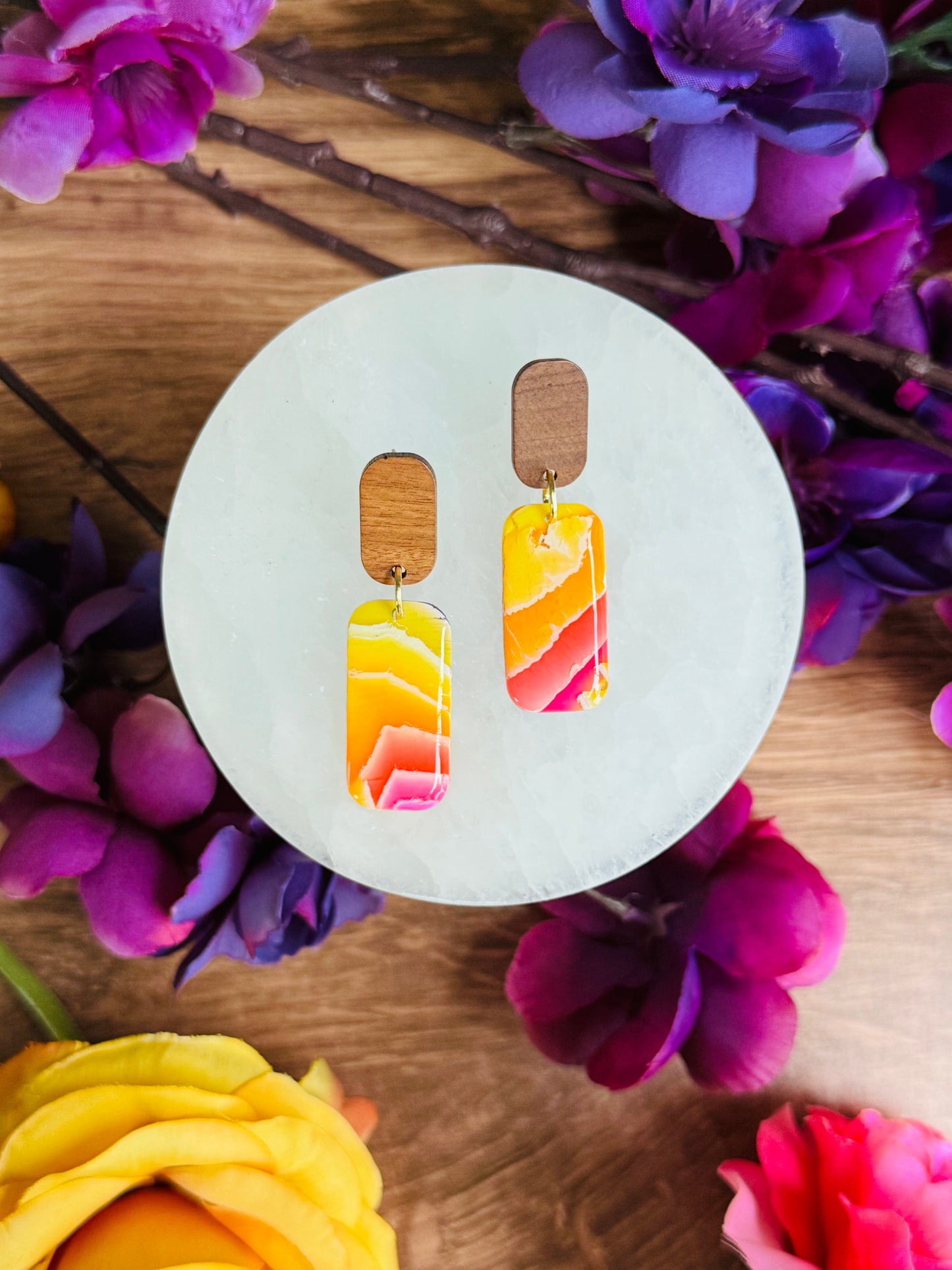 Sunset Vibes - Rounded Rectangle & Wood