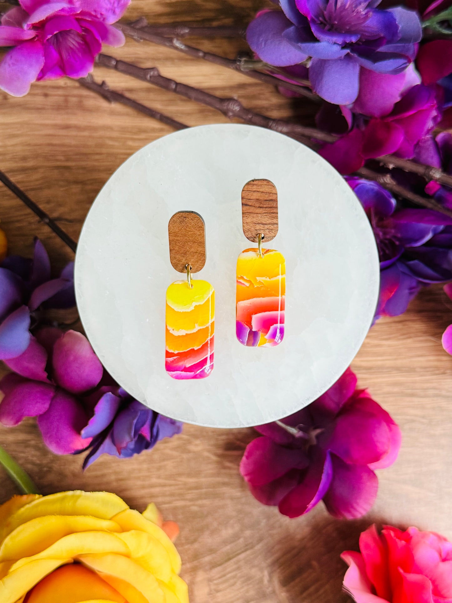Sunset Vibes - Rounded Rectangle & Wood