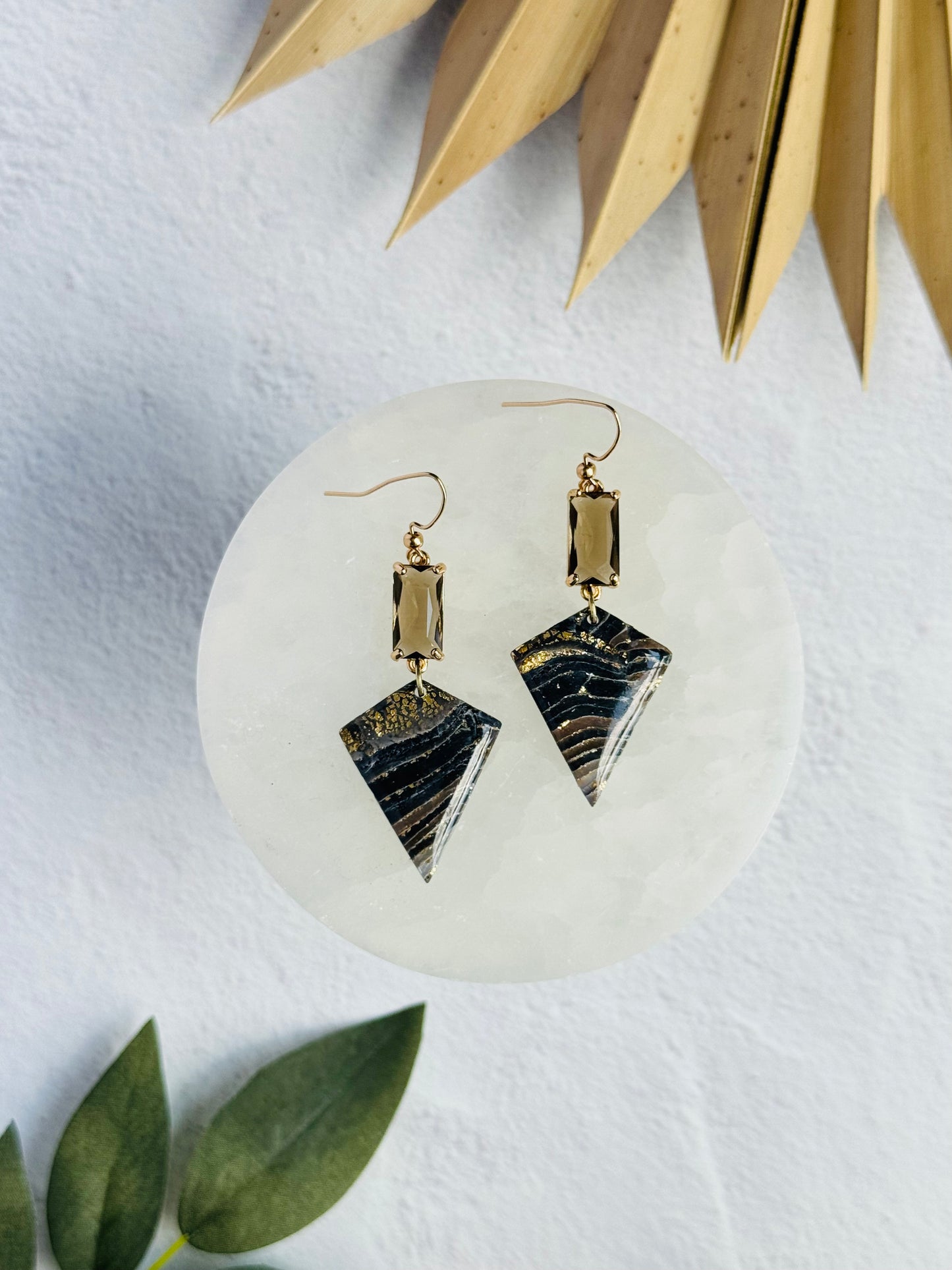 Black Agate Summer - Arrowhead Dangles