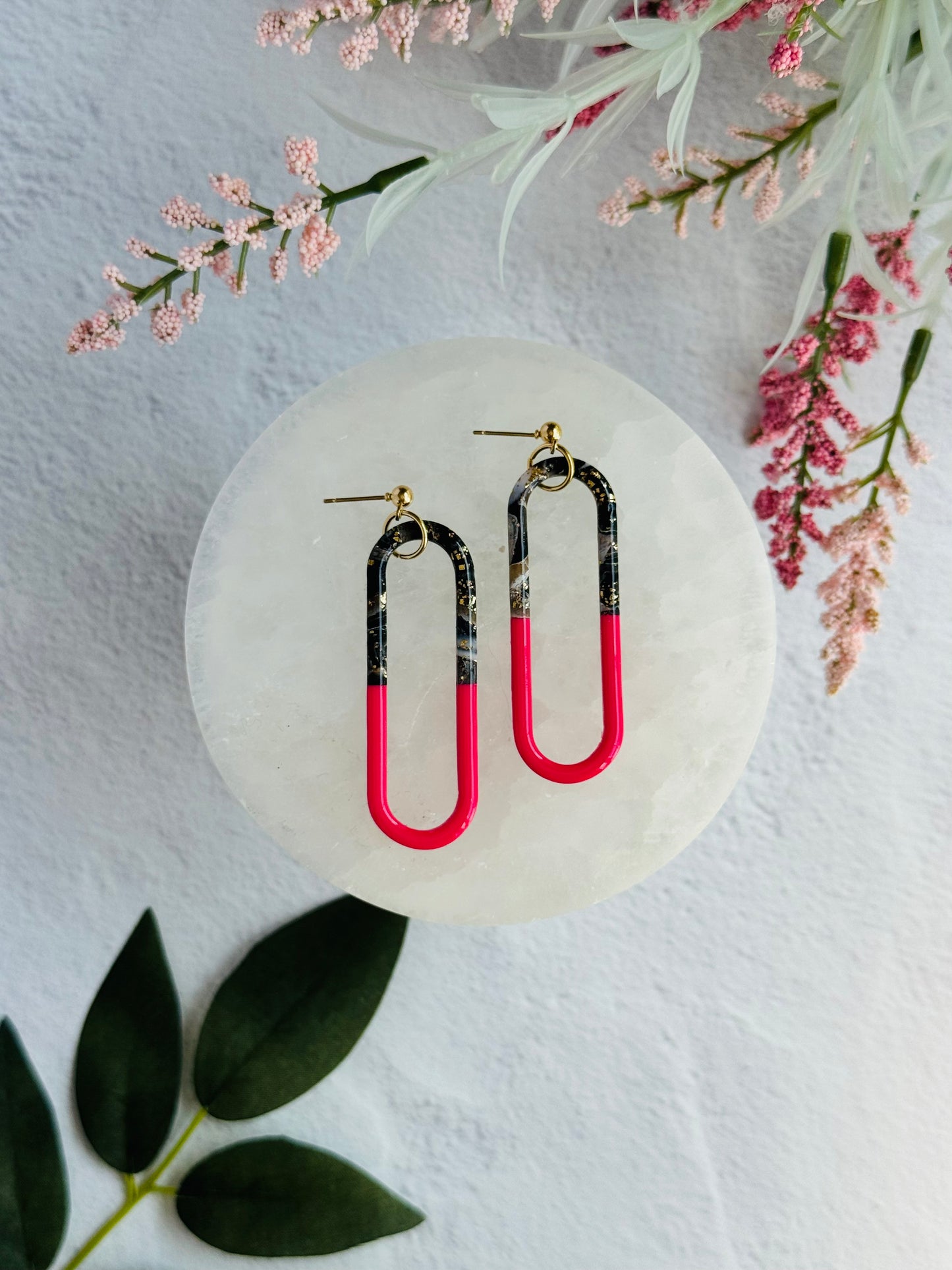 Black Agate Summer - Color Pop Skinny Oval Ring Posts