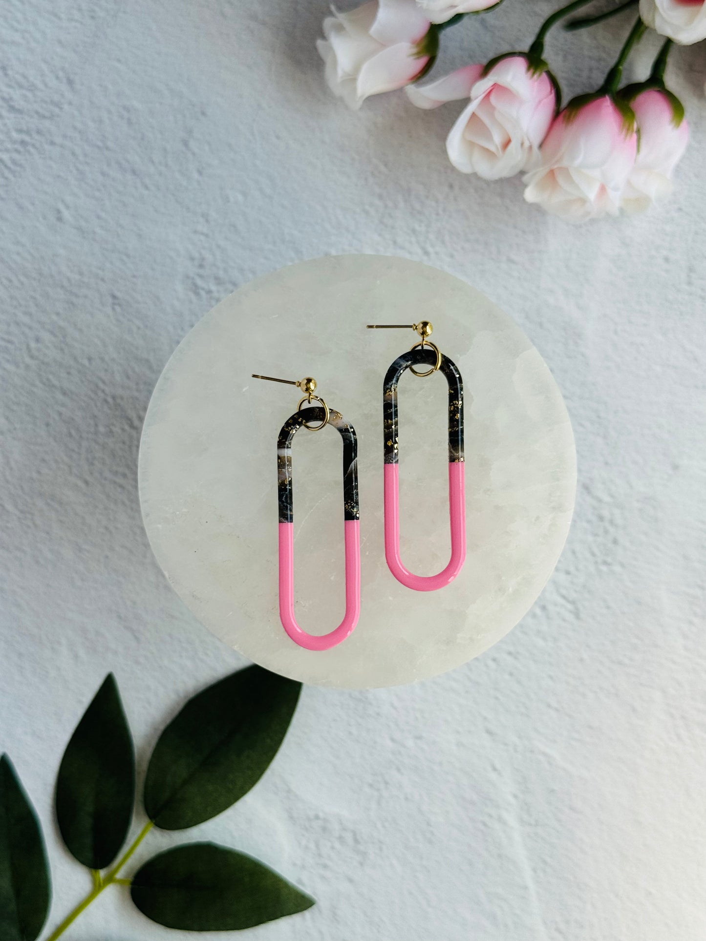 Black Agate Summer - Color Pop Skinny Oval Ring Posts